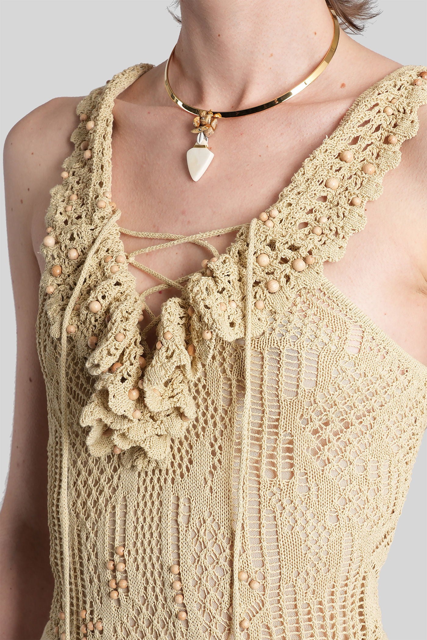 Ornella Long dress in beige cotton - Image 5