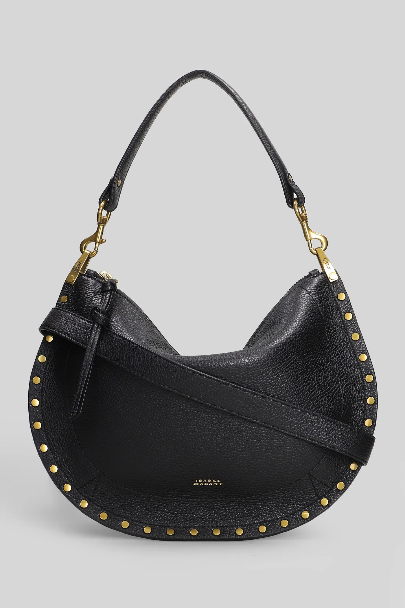 Oskan soft zip Shoulder bag in black leather