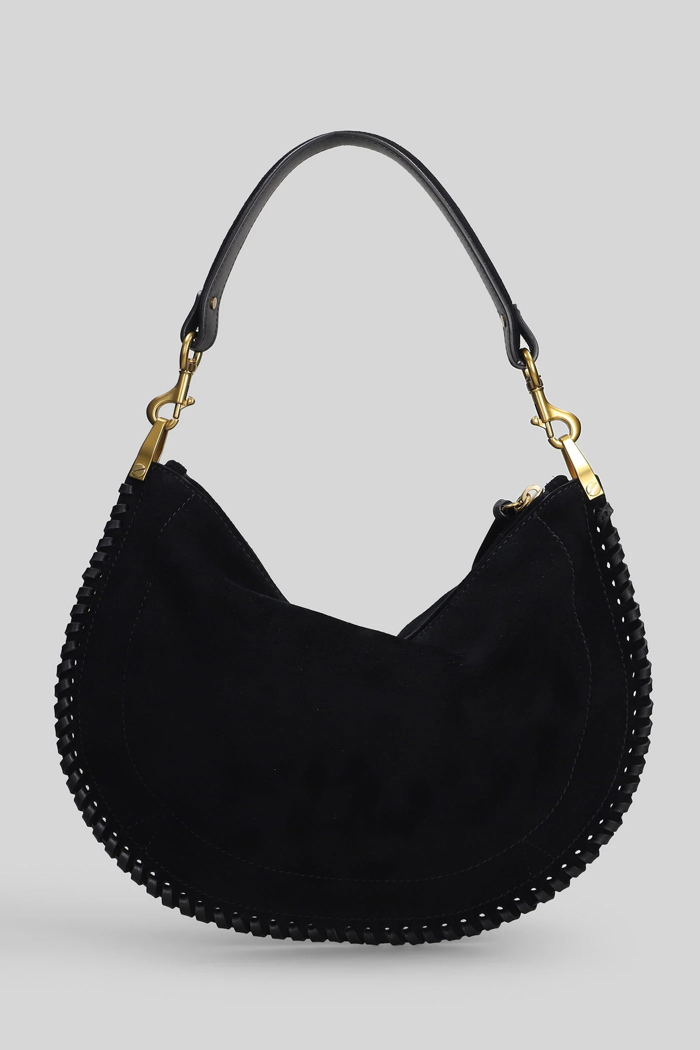 Oskan soft zip Shoulder bag in black suede - Image 3