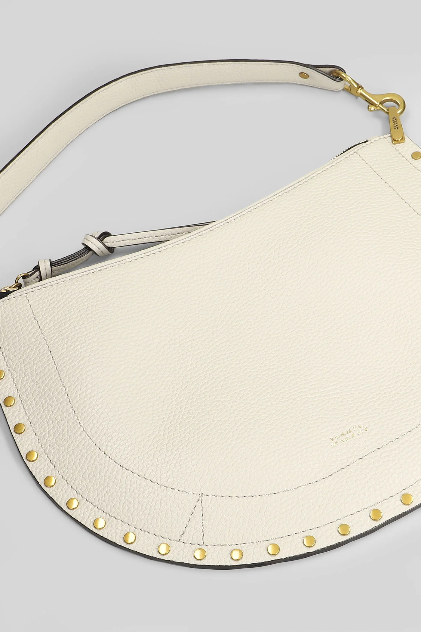 Oskan soft zip Shoulder bag in grey leather - Image 4