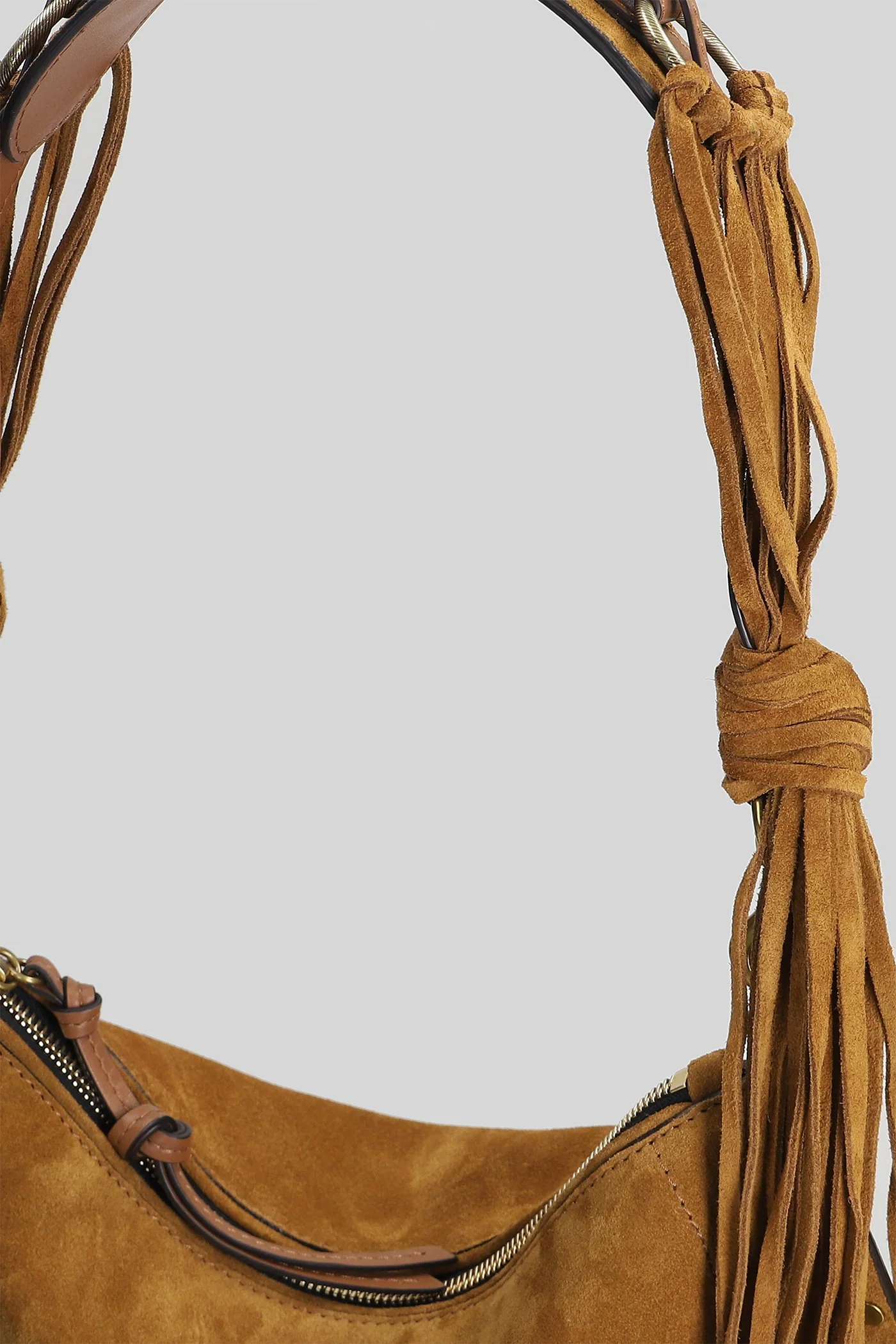Oskan soft zip Shoulder bag in leather color suede - Image 4