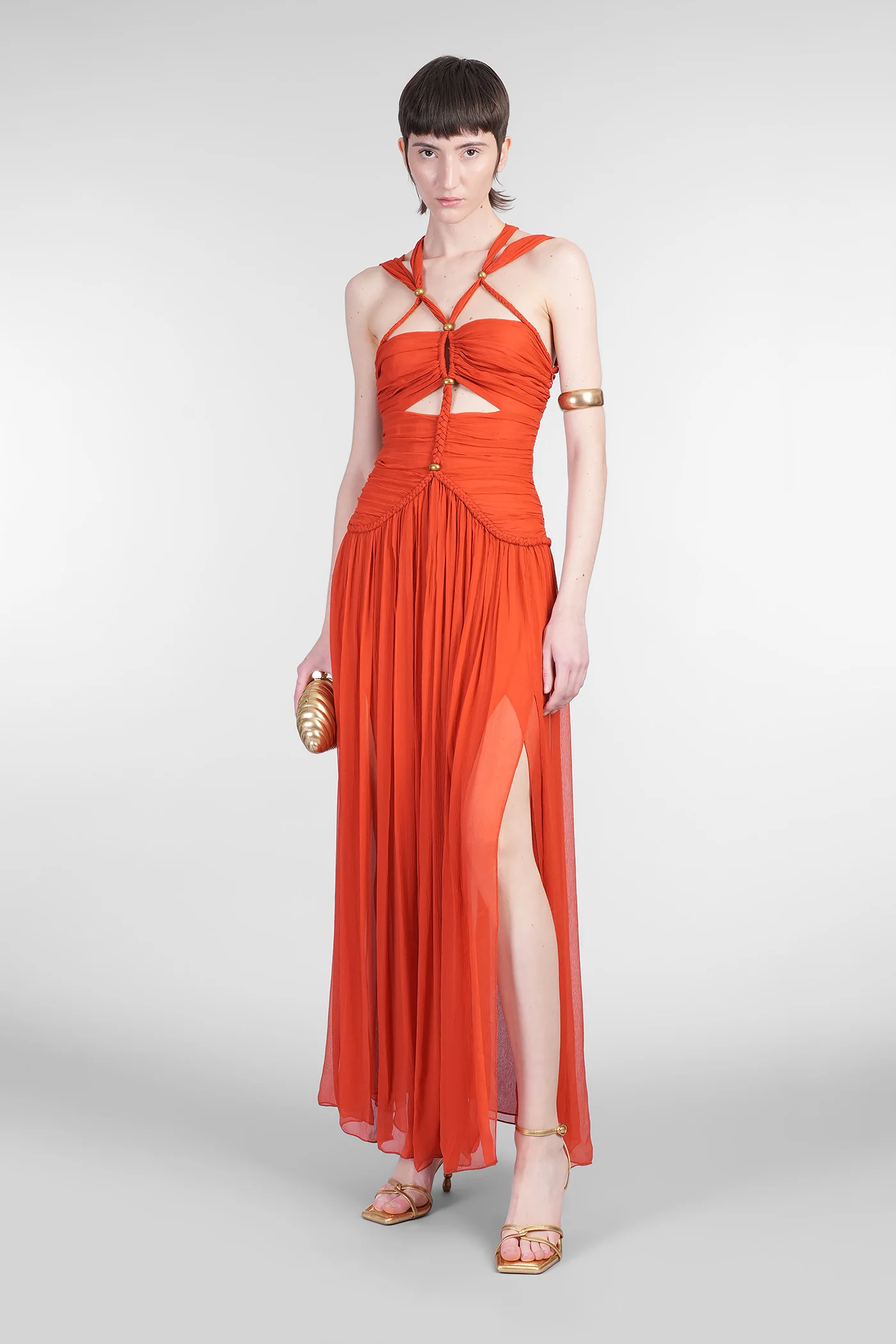 Rafael Dress woman  in orange silk - Image 2