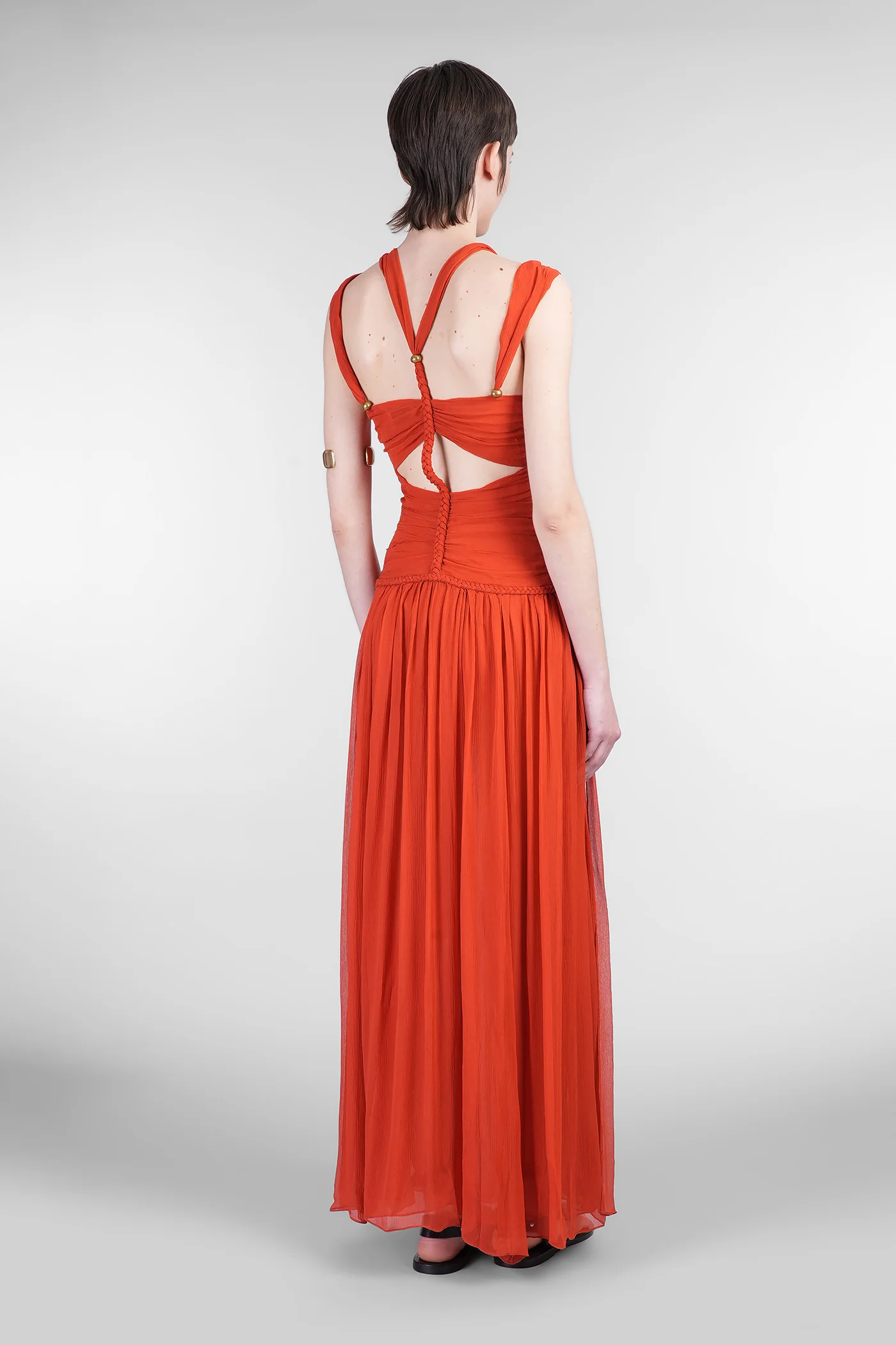 Rafael Dress woman  in orange silk - Image 3