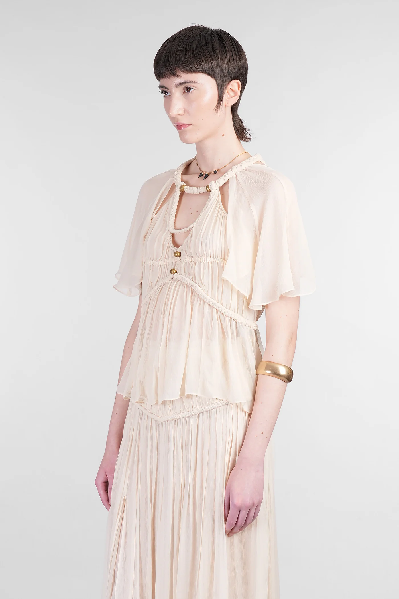 Rosaline Topwear in beige silk - Image 4