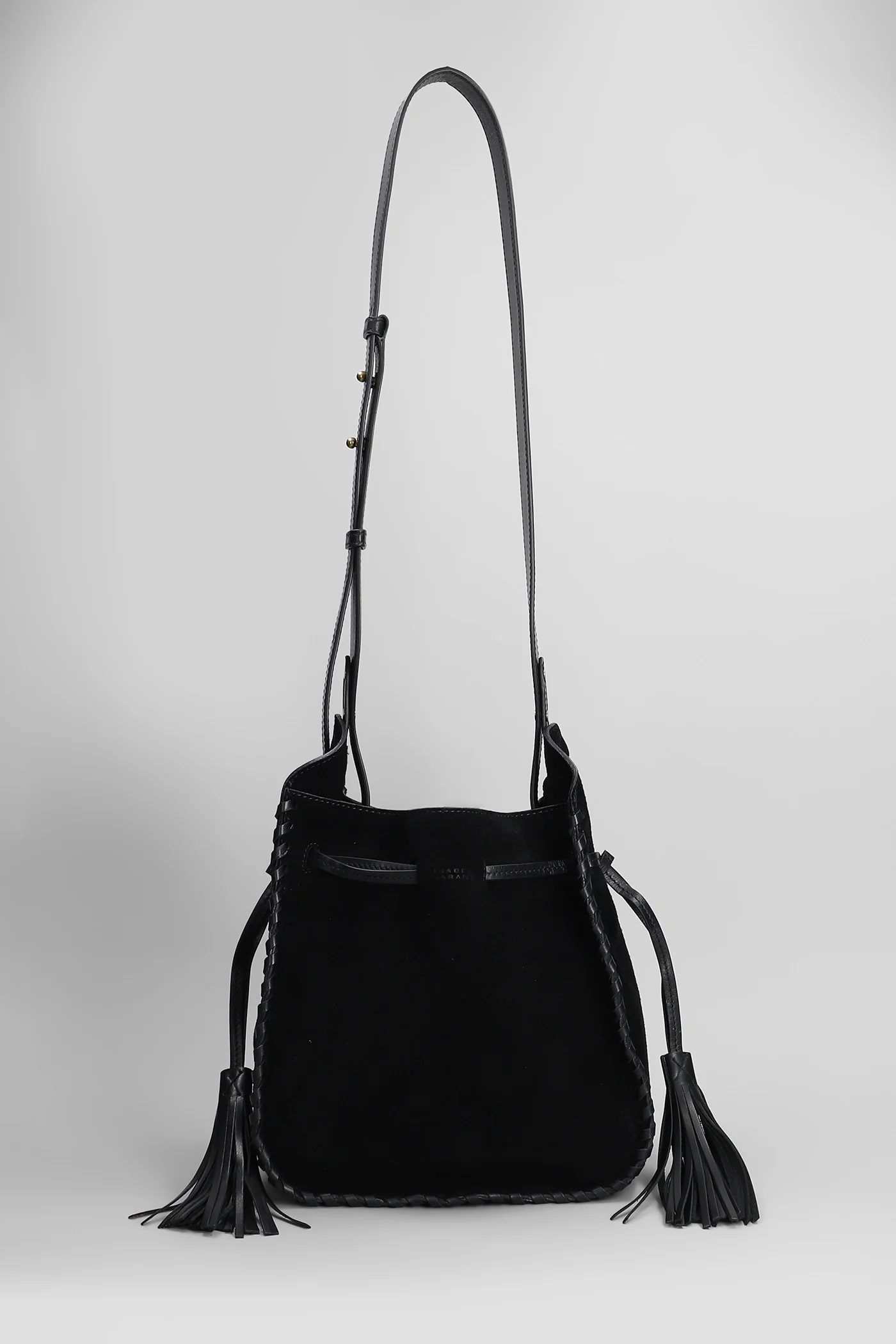Silao bucket Shoulder bag in black suede