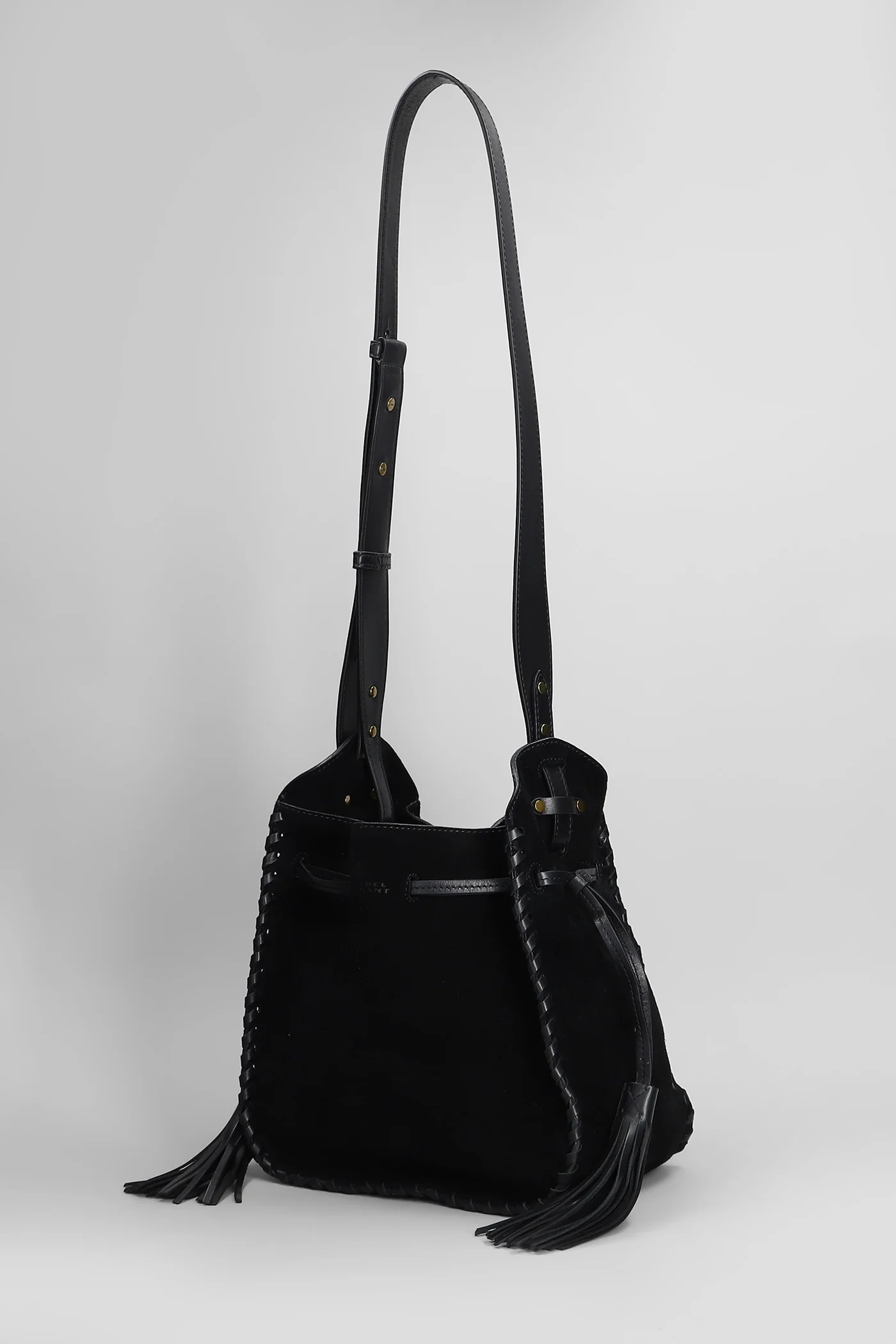 Silao bucket Shoulder bag in black suede - Image 2