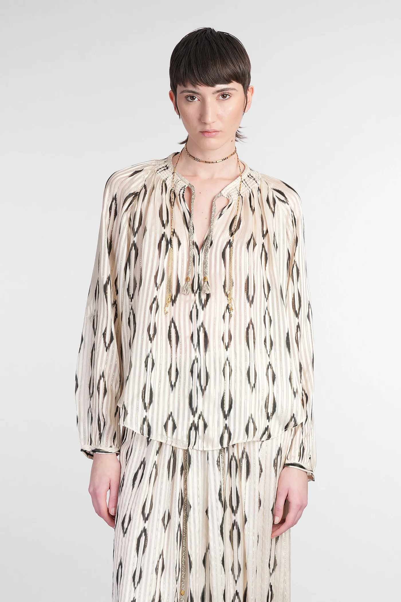 Syra Blouse in beige silk