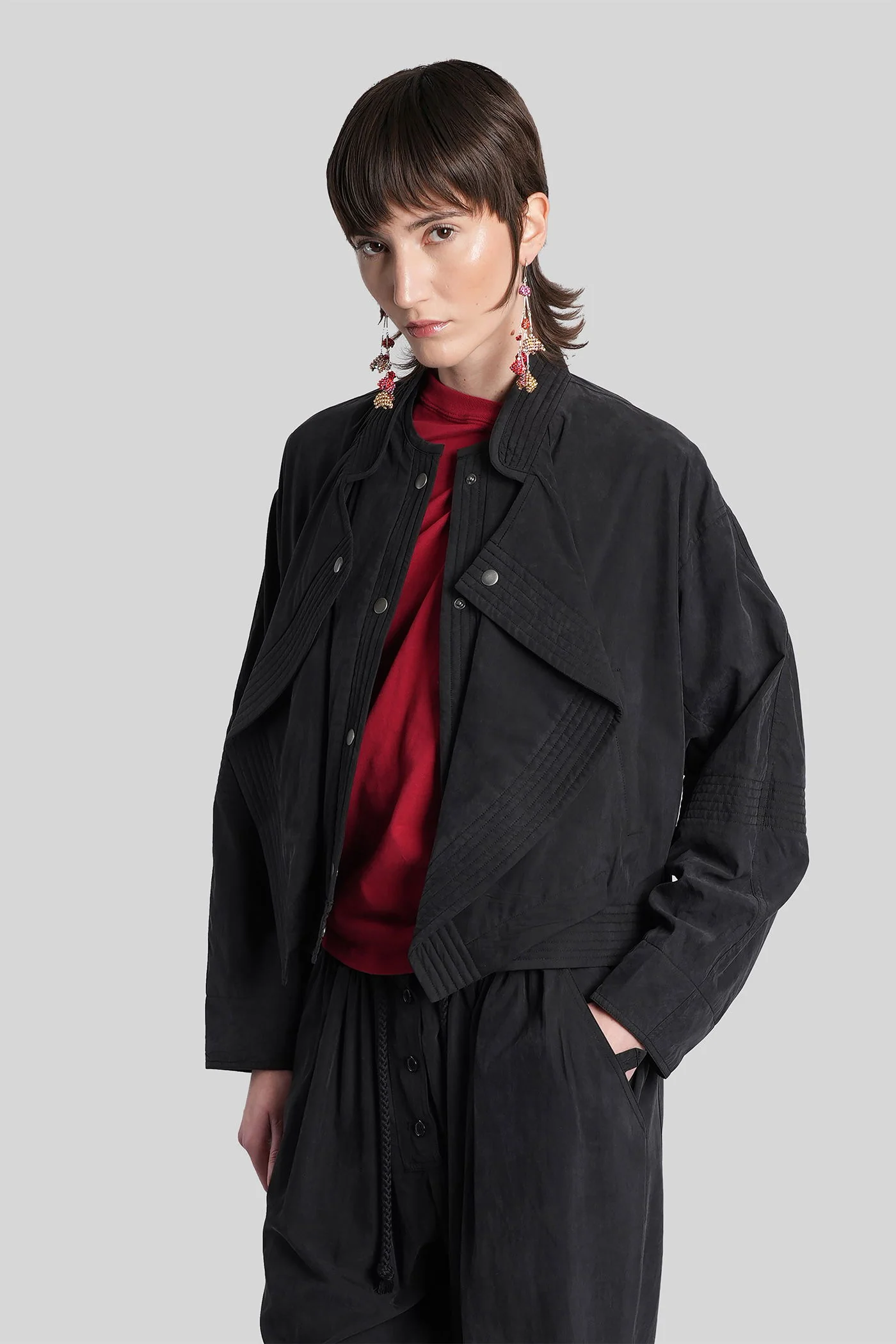Tricia Casual jacket in black wool and polyester - Image 54