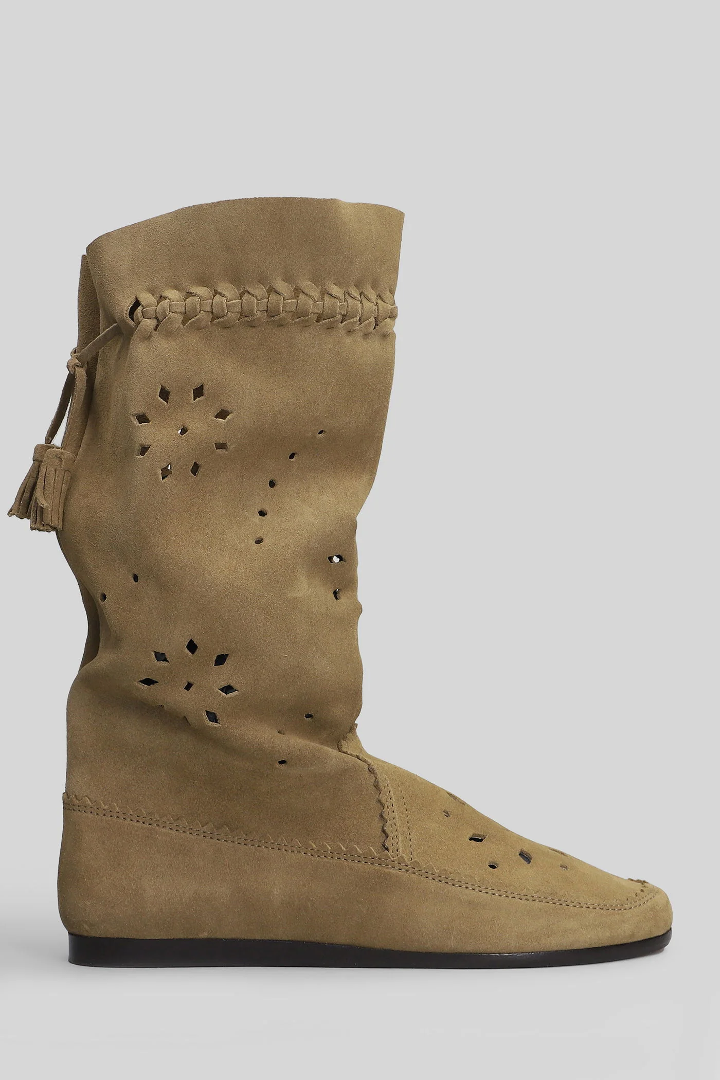 Welky low heels boots in taupe suede