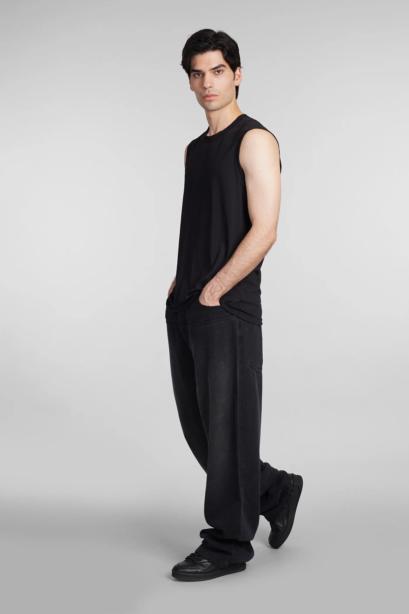 tank Top in black cotton - Image 2