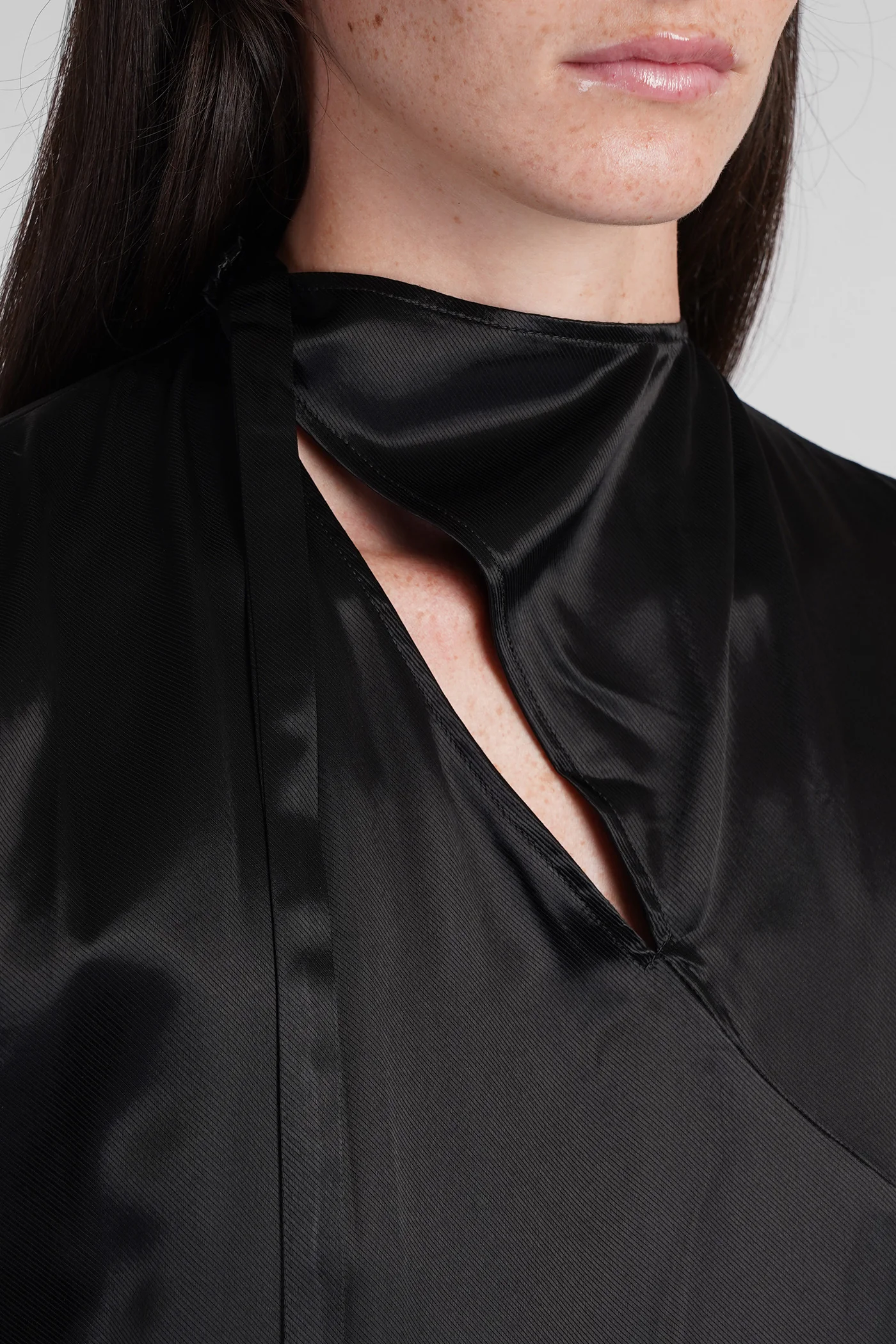 Dress woman in black polyamide polyester - Image 5