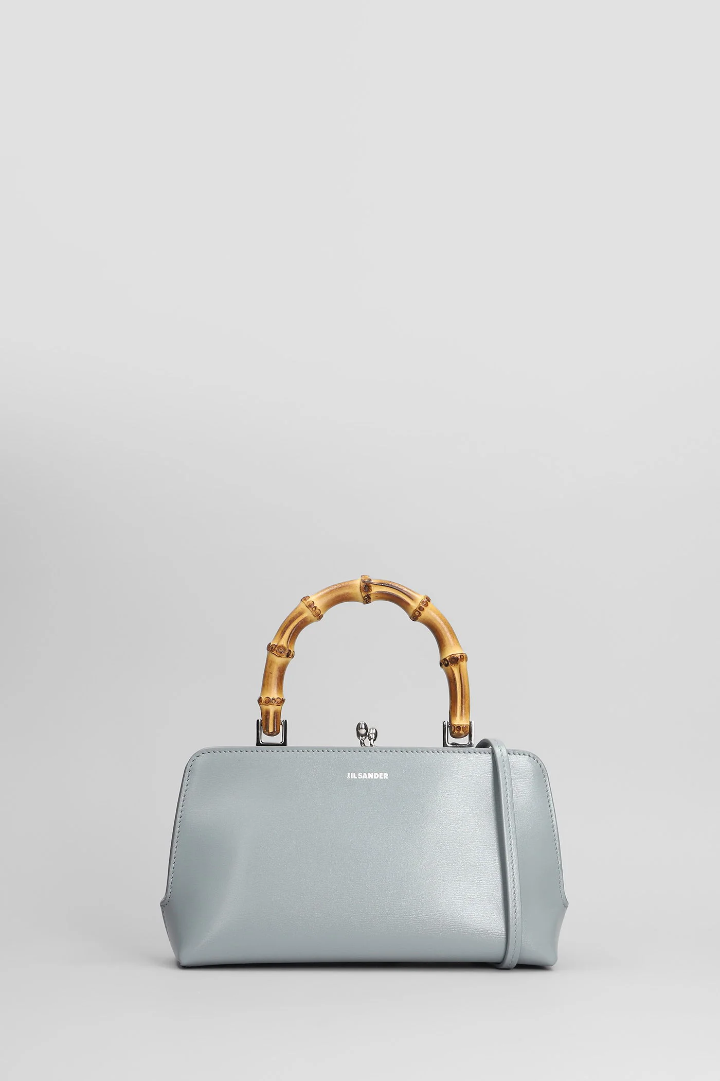 Gojii bambo Hand bag in cyan leather