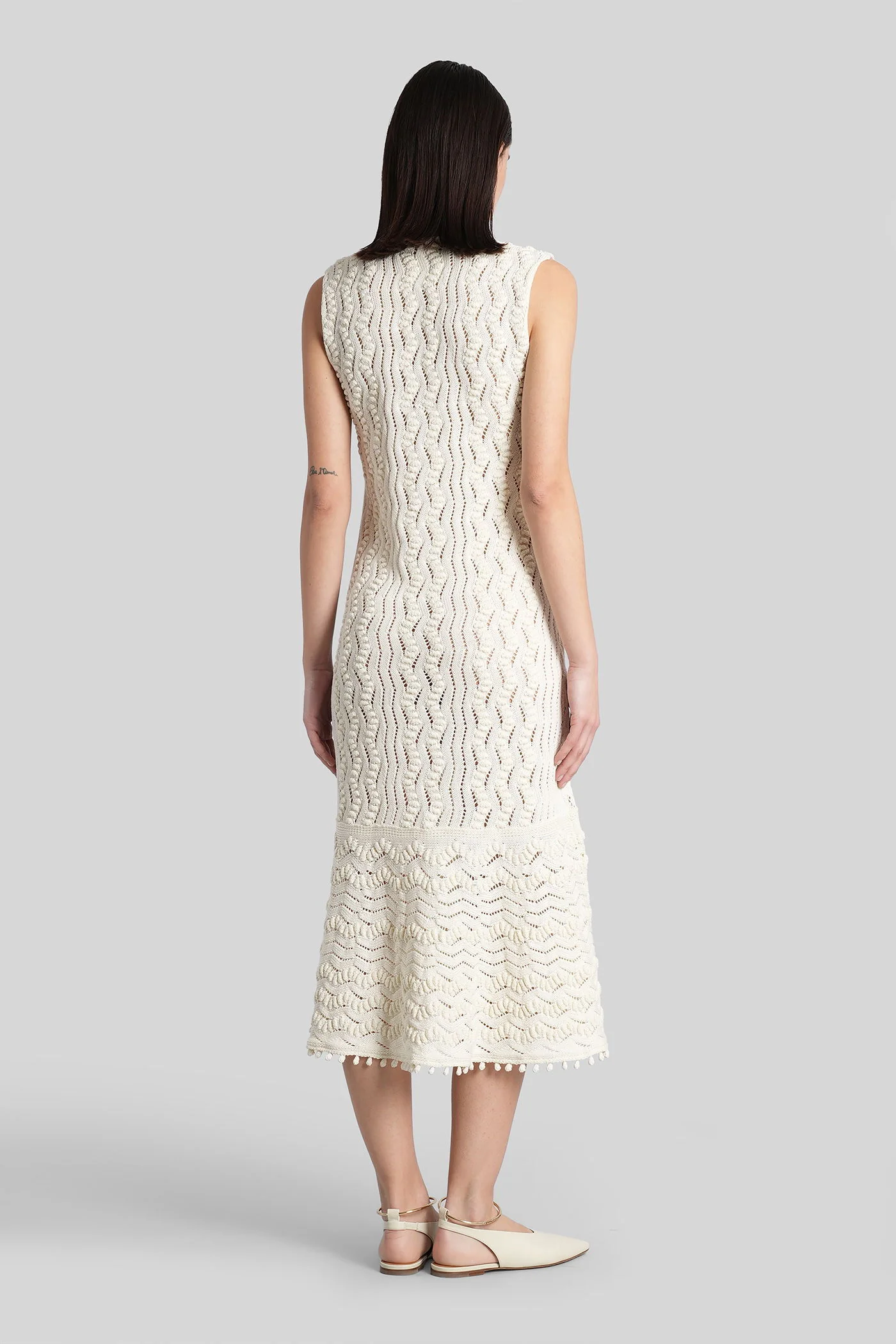 Long dress in white cotton - Image 3