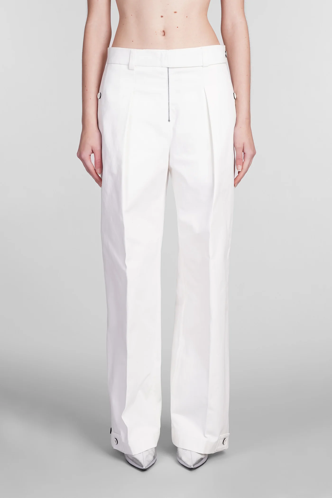 Pants in white cotton