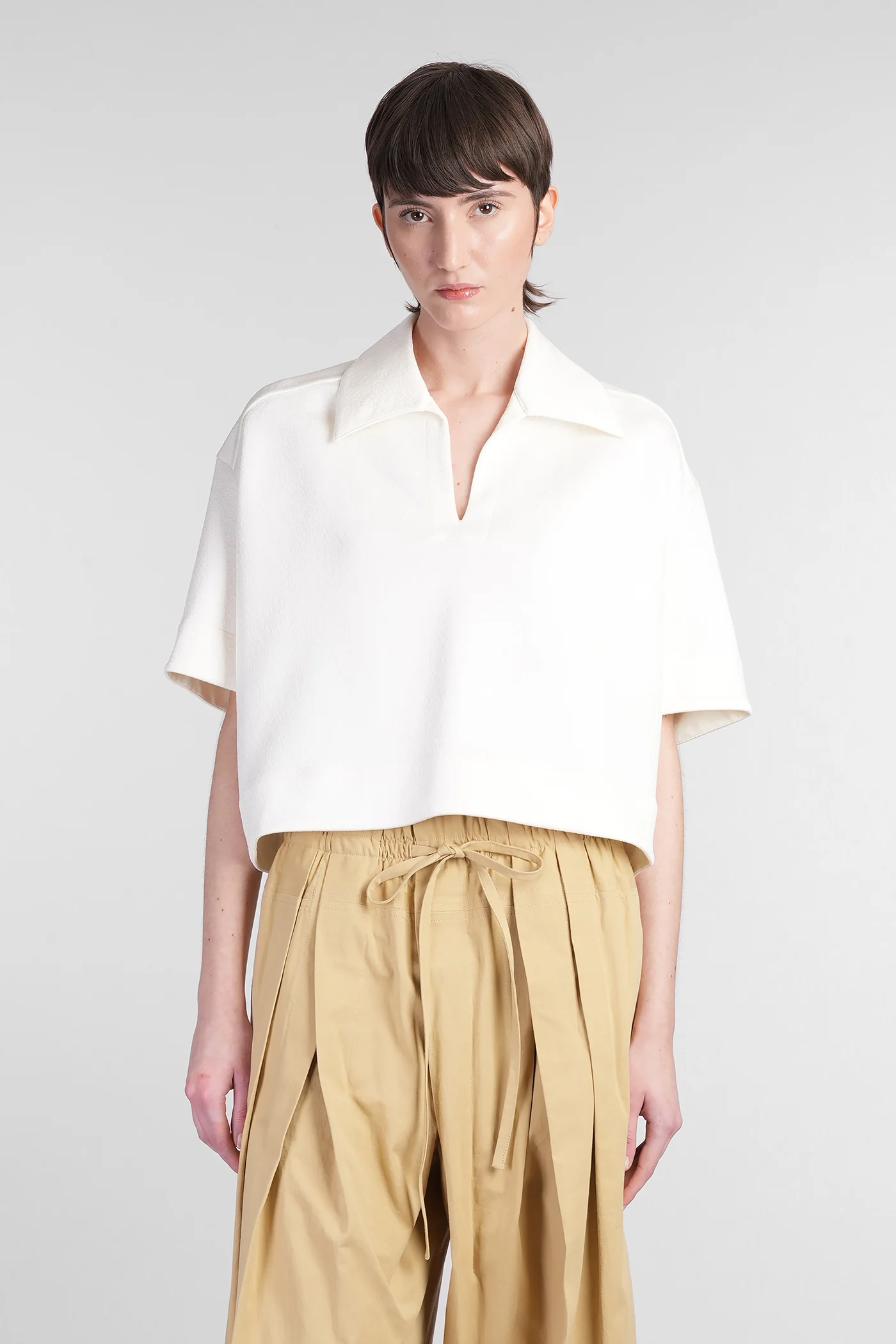 Polo in beige viscose