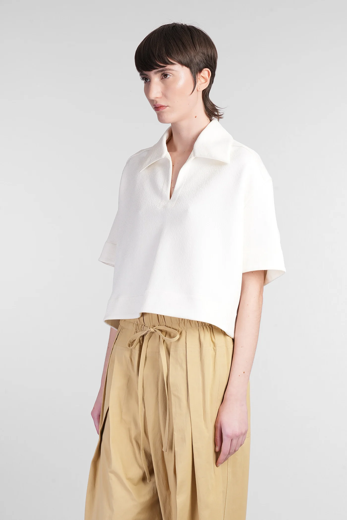Polo in beige viscose - Image 4