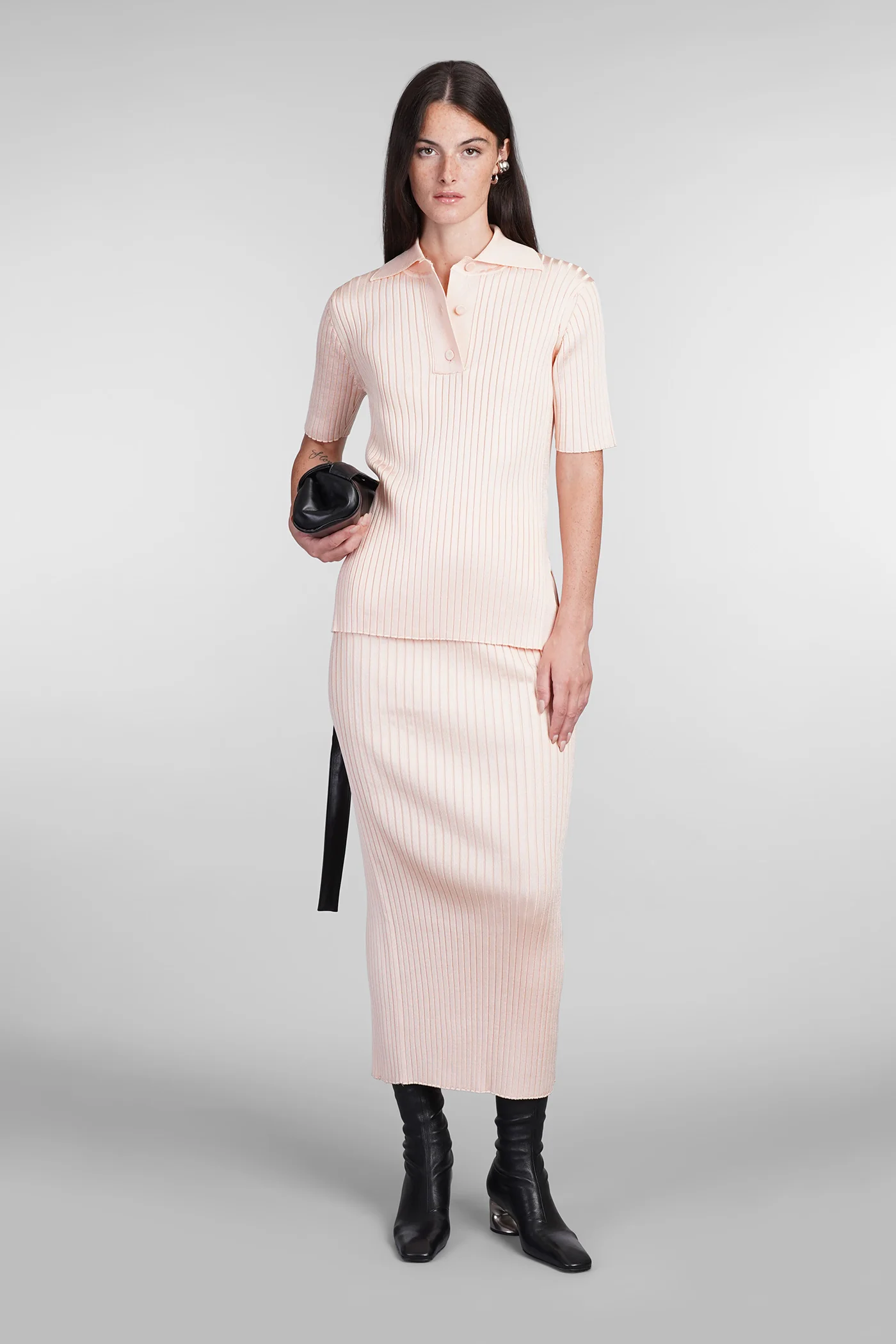 Polo in rose-pink viscose - Image 2