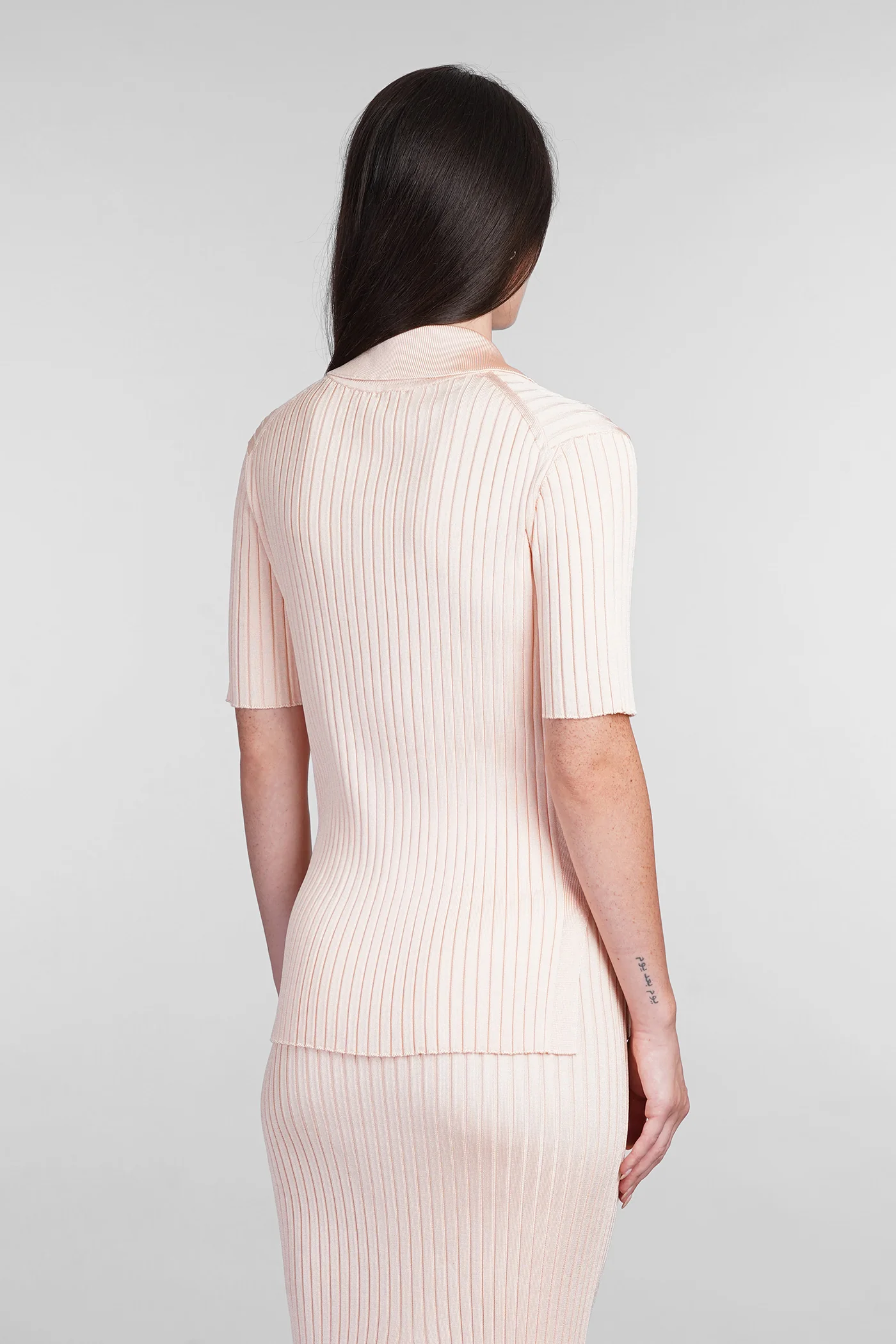 Polo in rose-pink viscose - Image 3