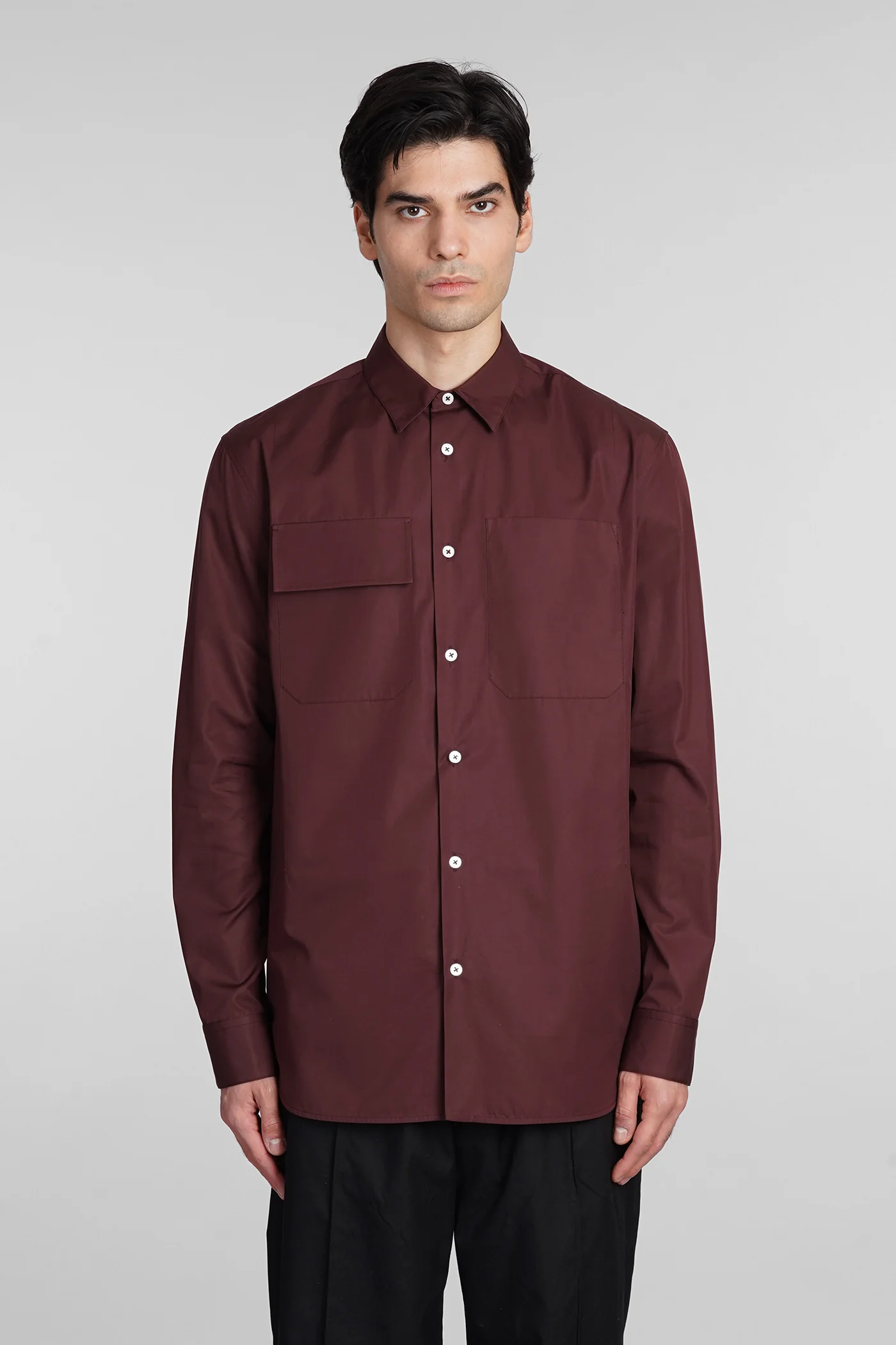 Shirt in bordeaux cotton