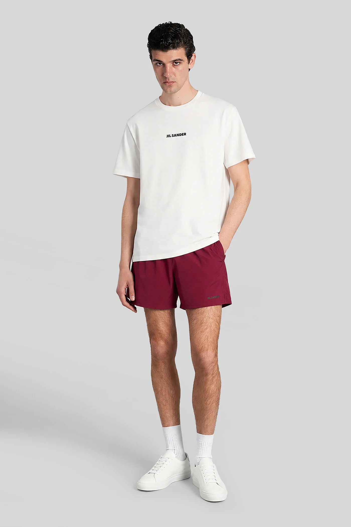 Shorts logo Beachwear in bordeaux polyamide - Image 2