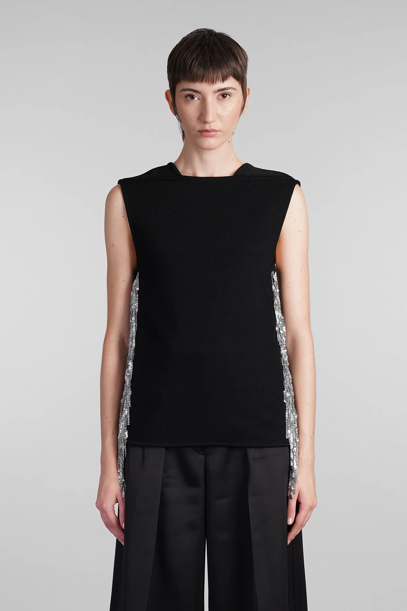 Topwear in black viscose