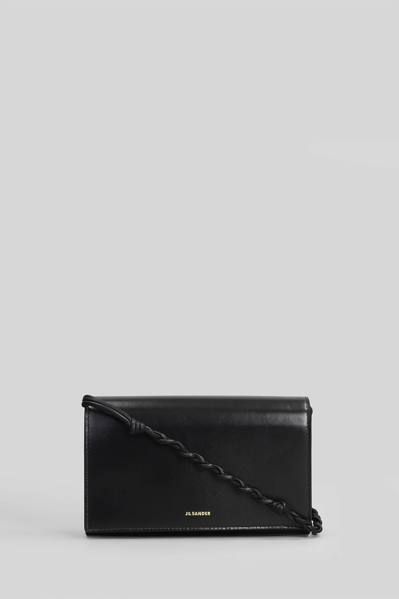 Triangle wallet Shoulder bag in black leather