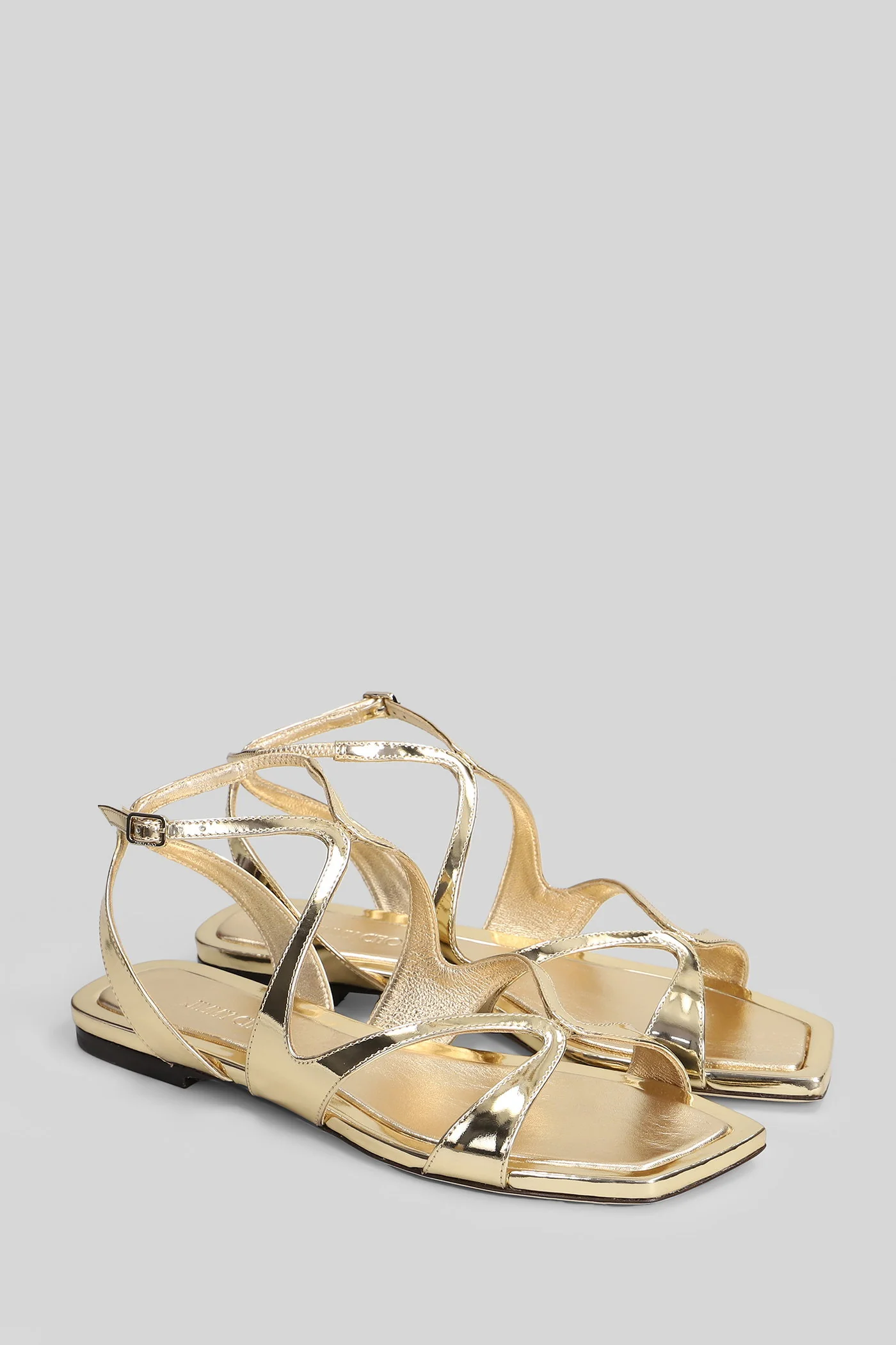 Ayla flat Flat sandal-slipper in gold leather - Image 2