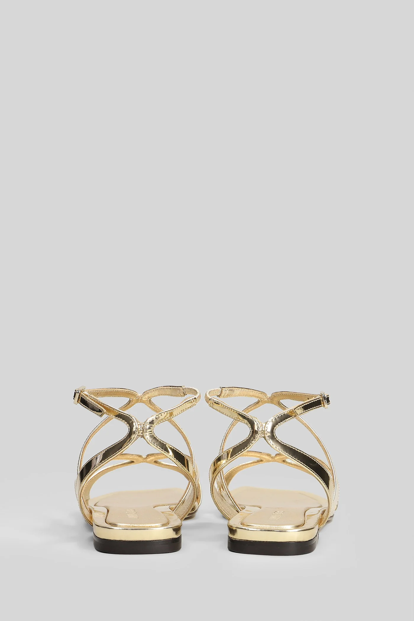 Ayla flat Flat sandal-slipper in gold leather - Image 4
