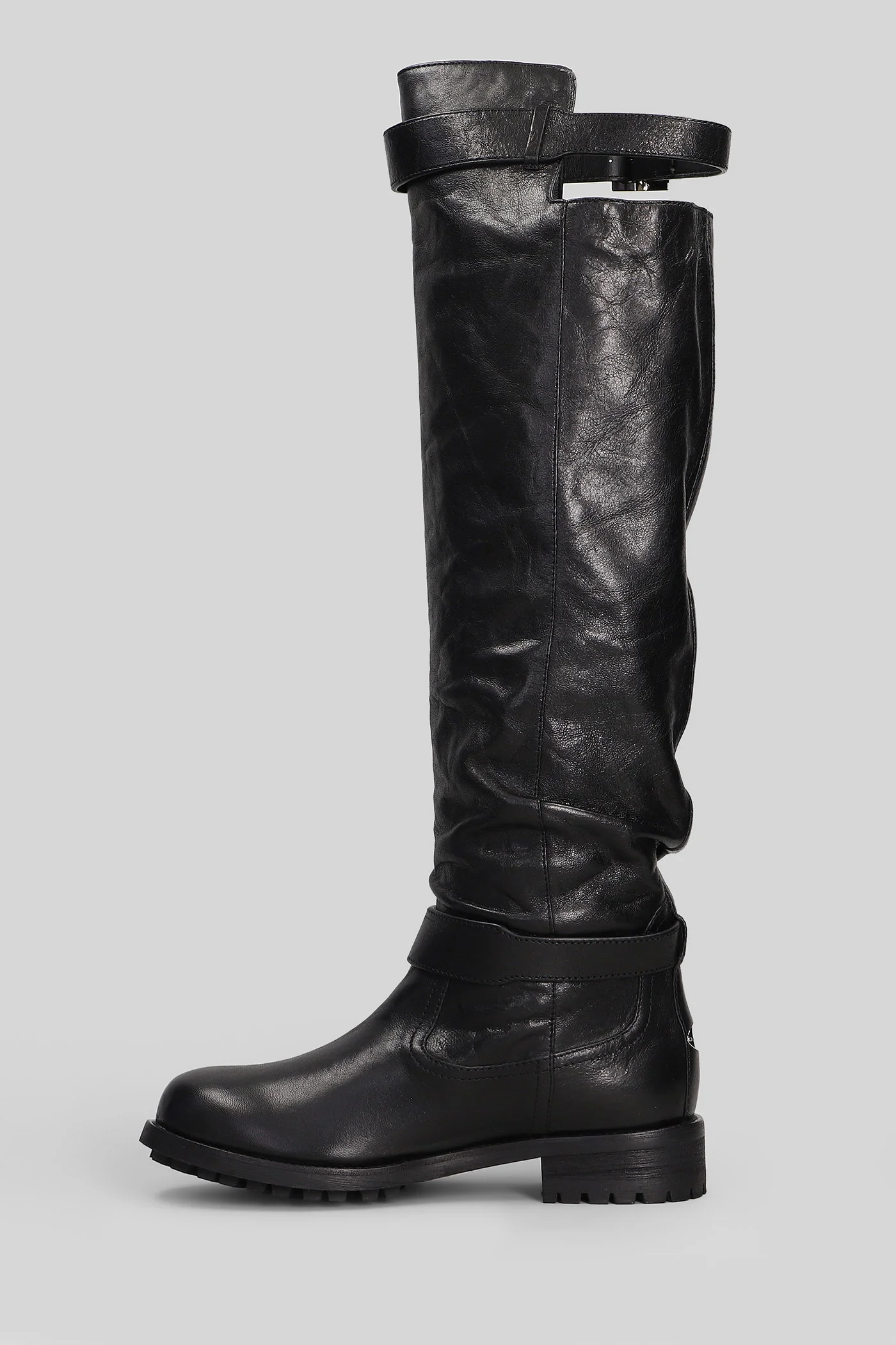 Biker kb low heels boots in black leather - Image 3