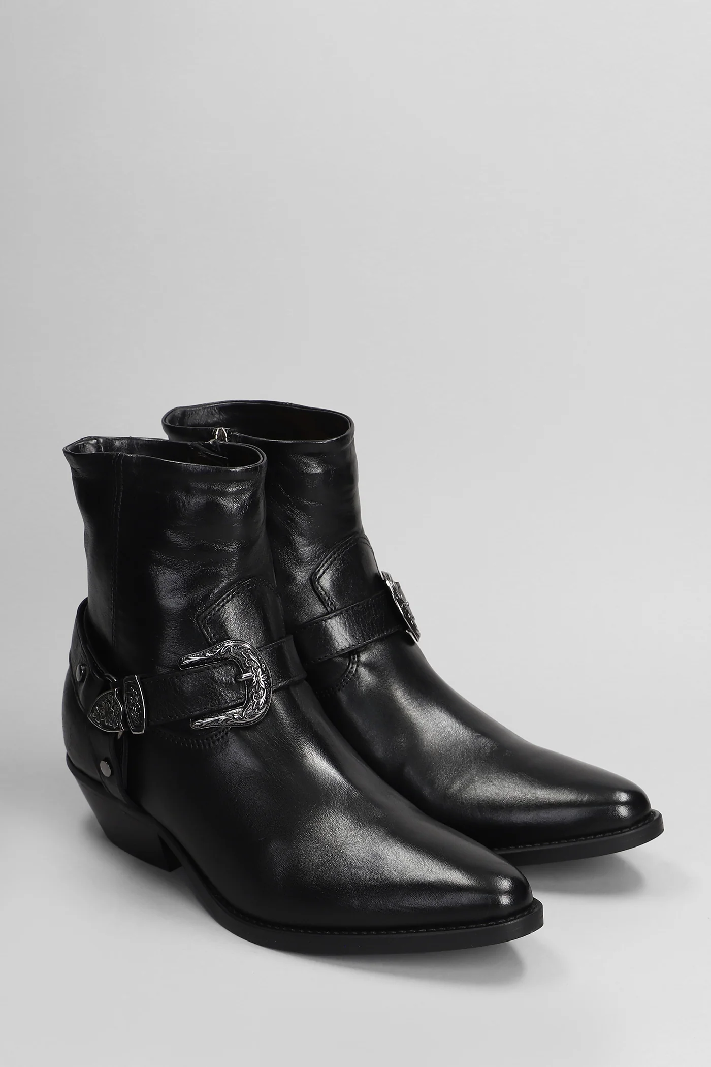 High heels Ankle boots in black leather - Image 2