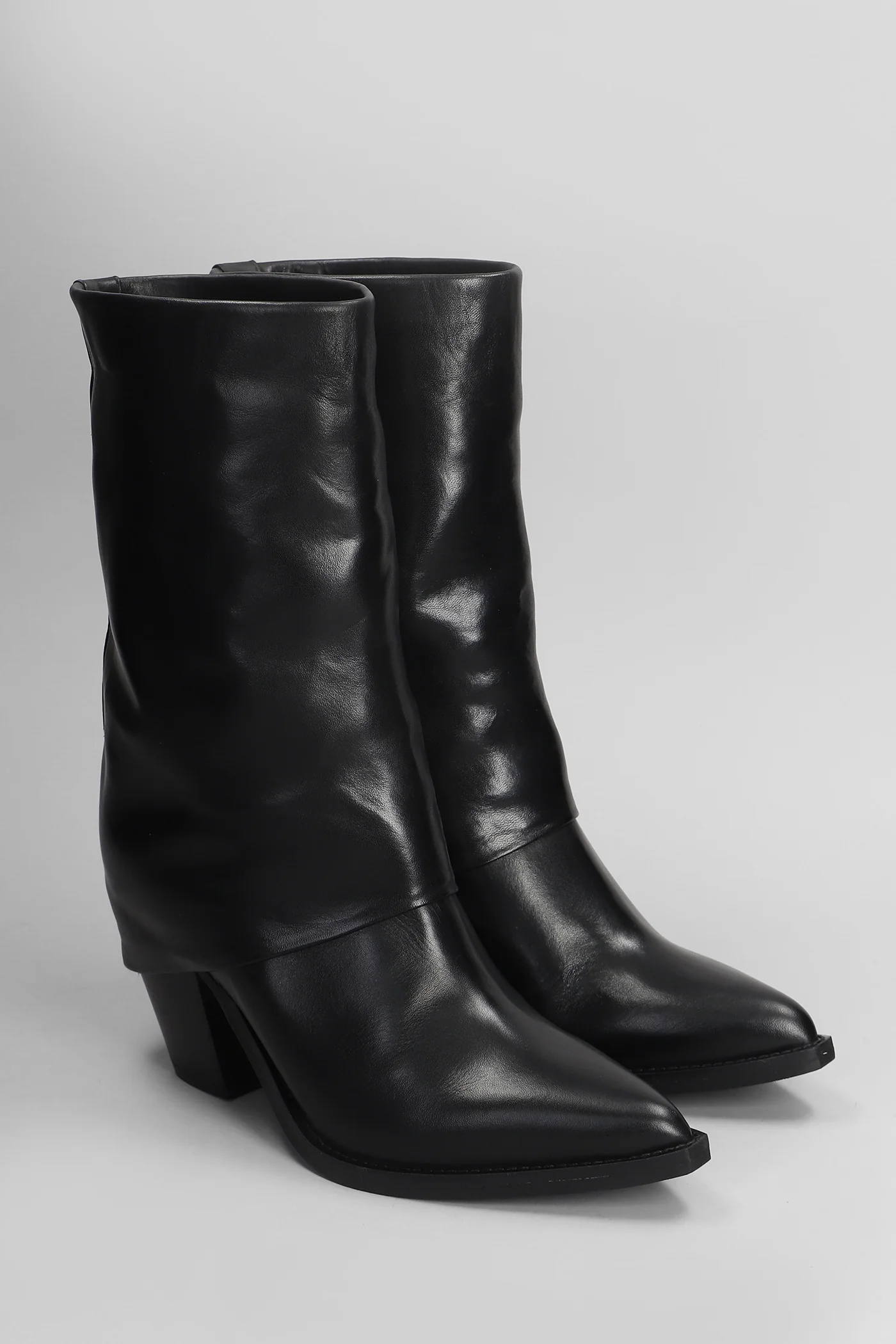 High heels Ankle boots in black leather - Image 2