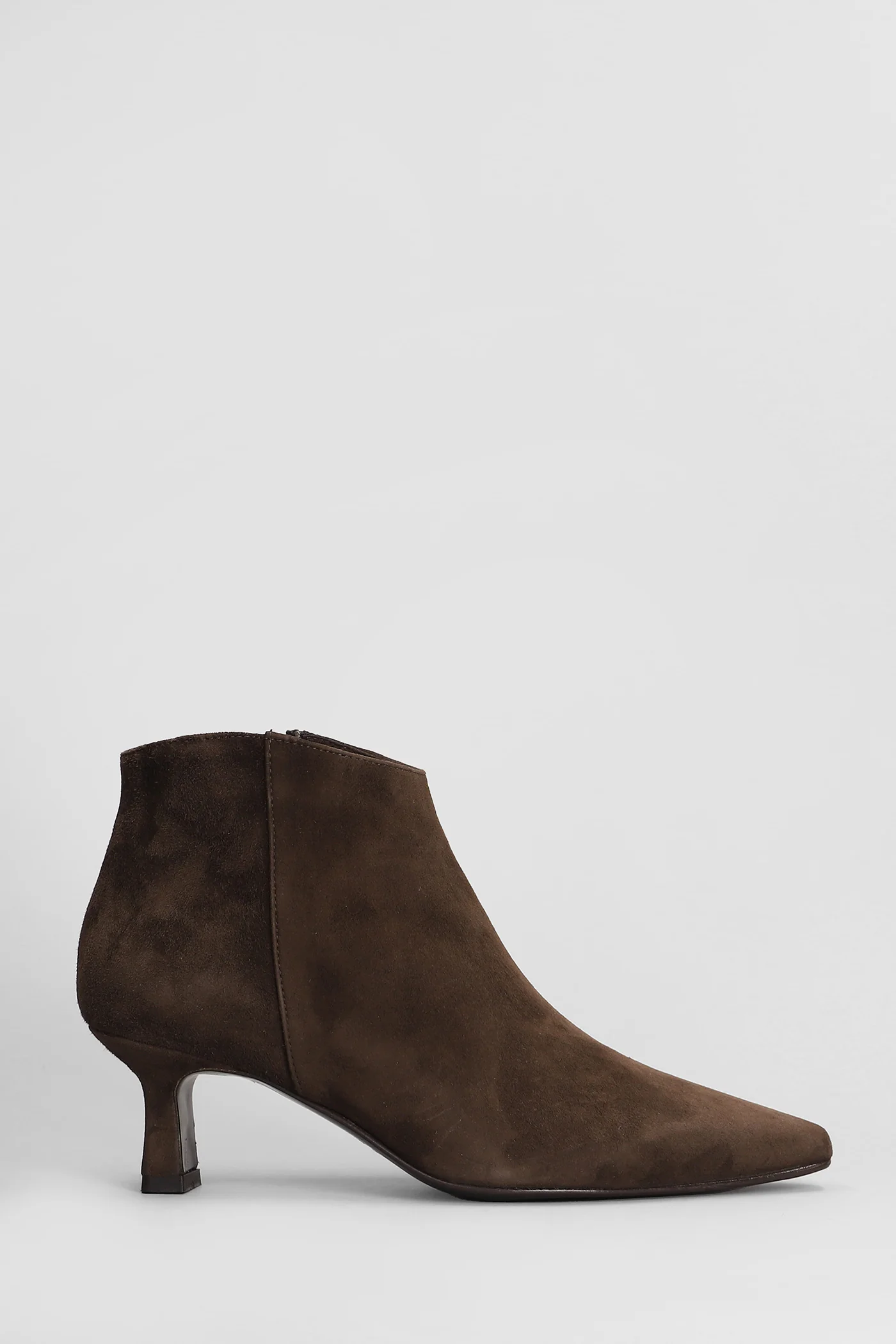 High heels Ankle boots in dark brown suede
