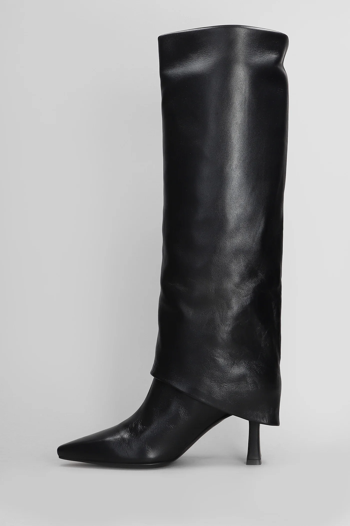 High heels boots in black leather - Image 3