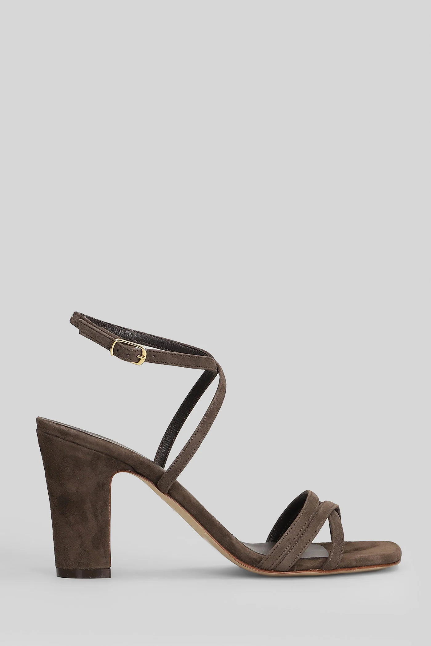 Sandals in dark brown suede