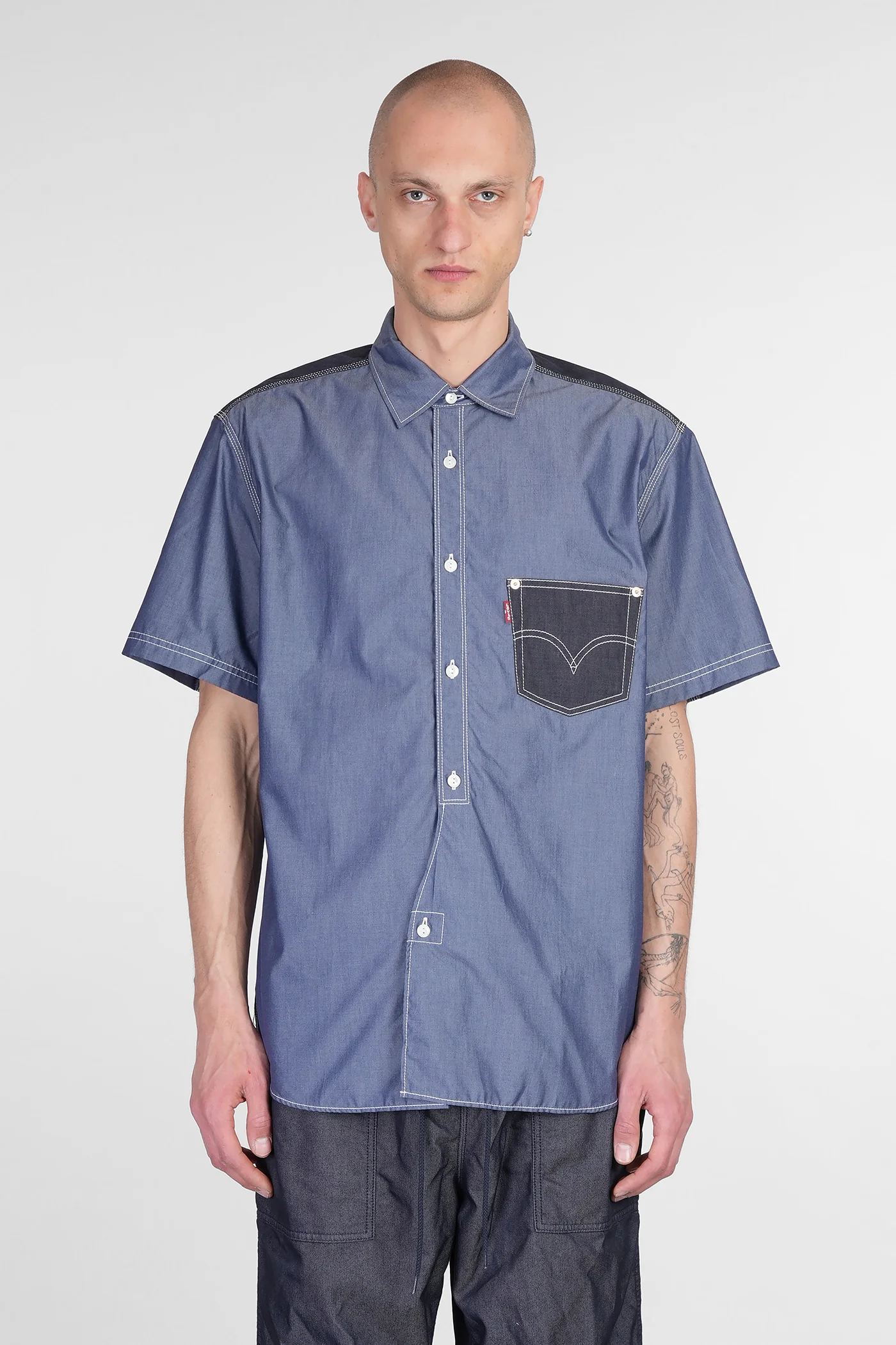 Shirt in blue cotton
