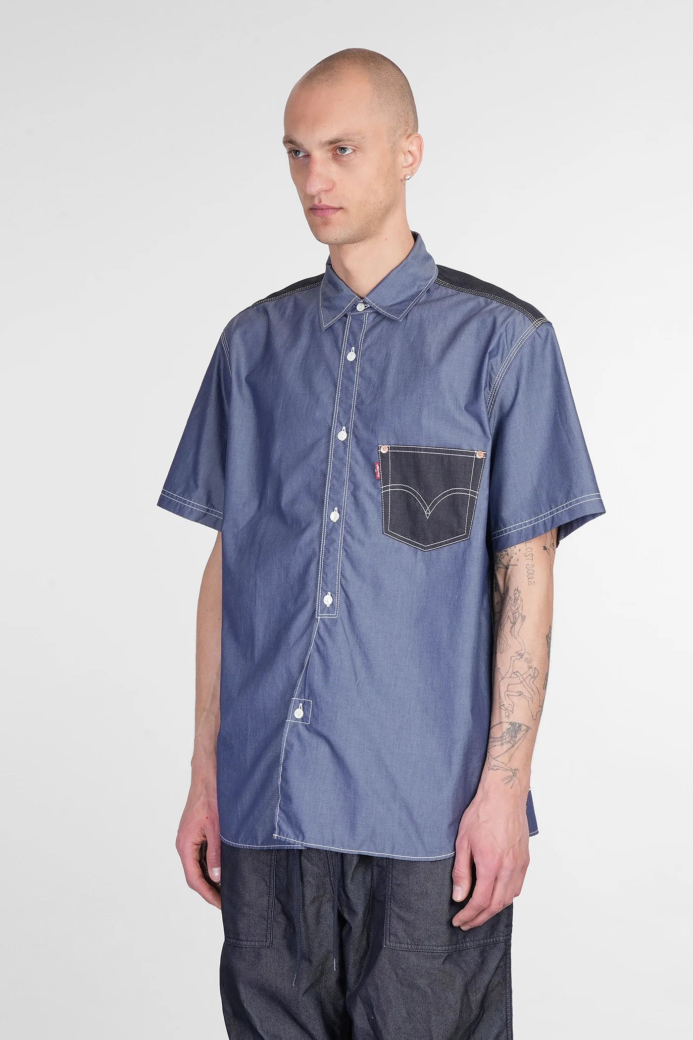 Shirt in blue cotton - Image 4