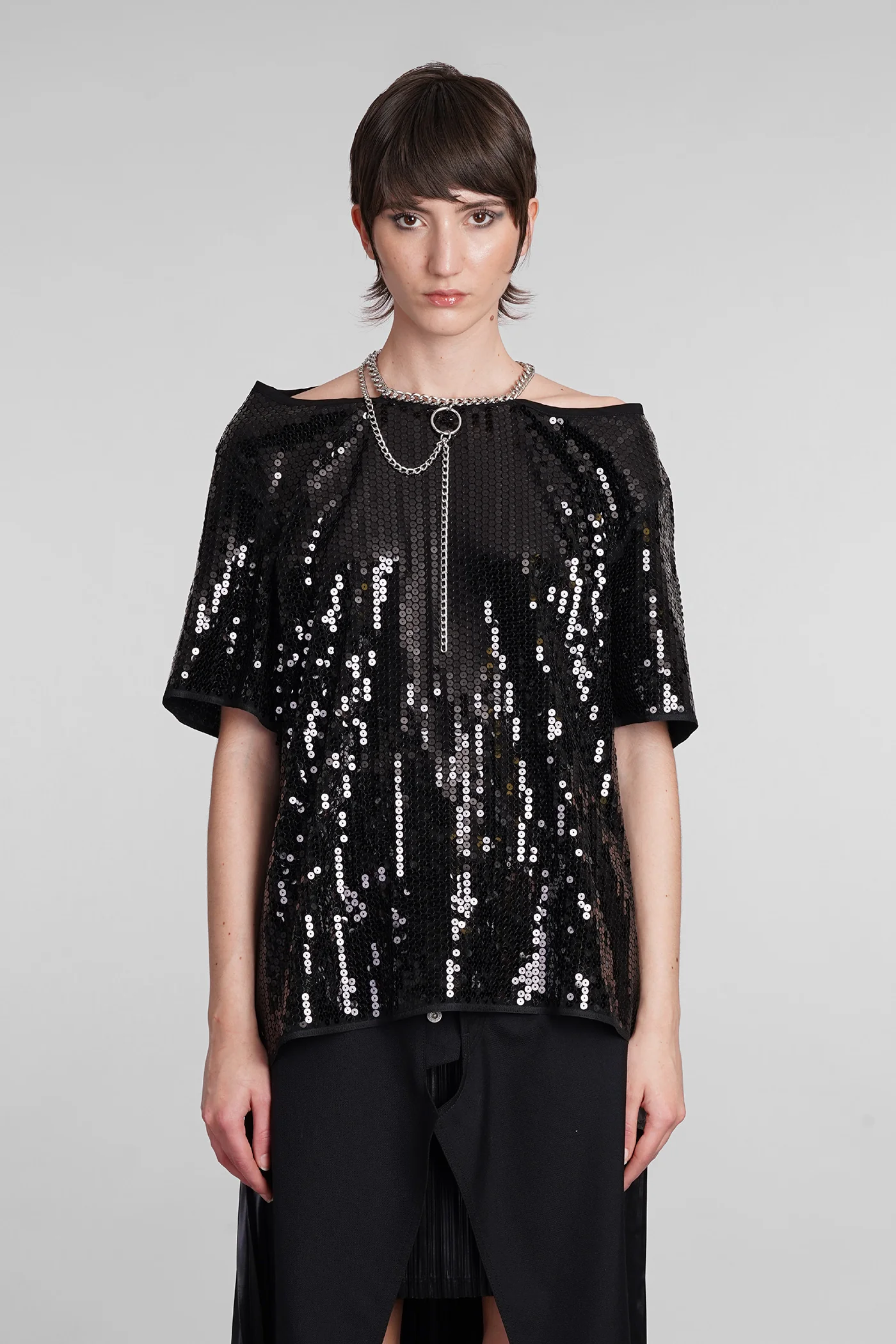 Topwear in black polyester