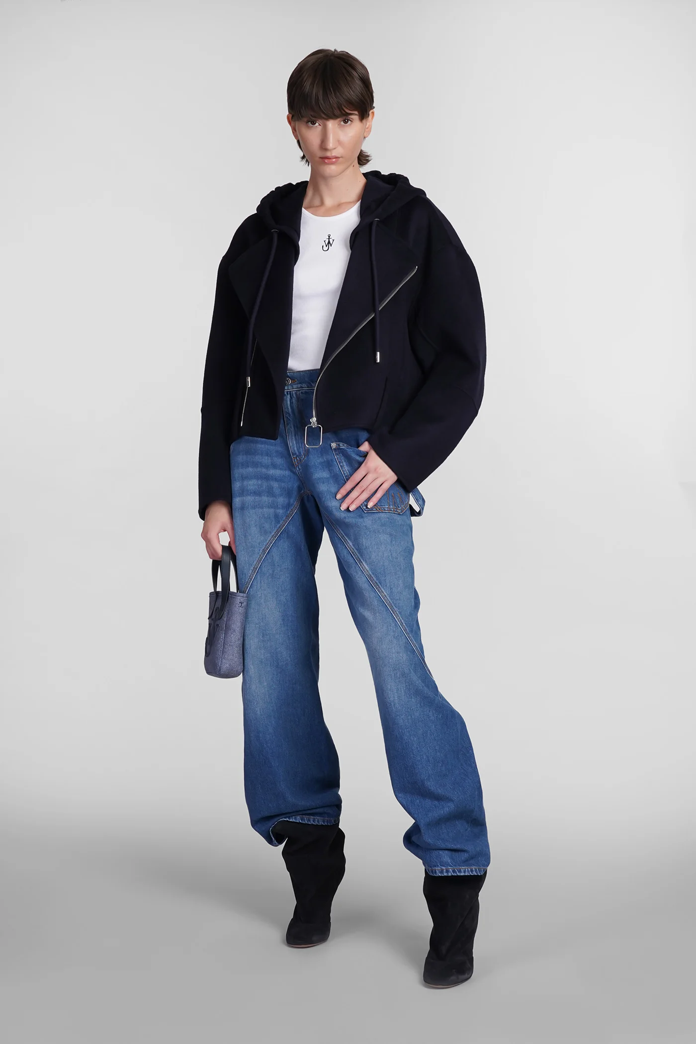 Biker jacket in blue wool - Image 2