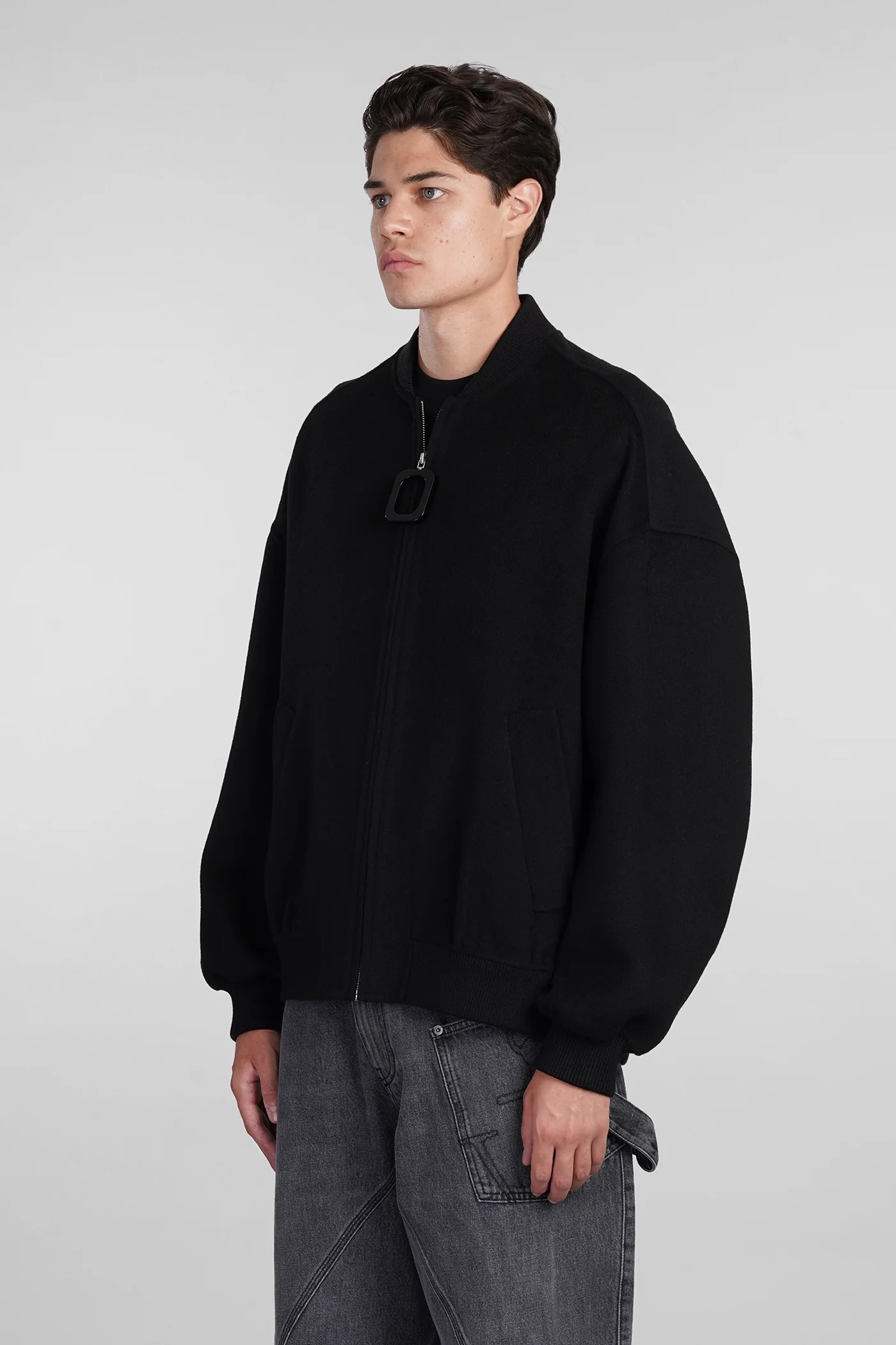 Bomber Jacket in black wool - Image 4