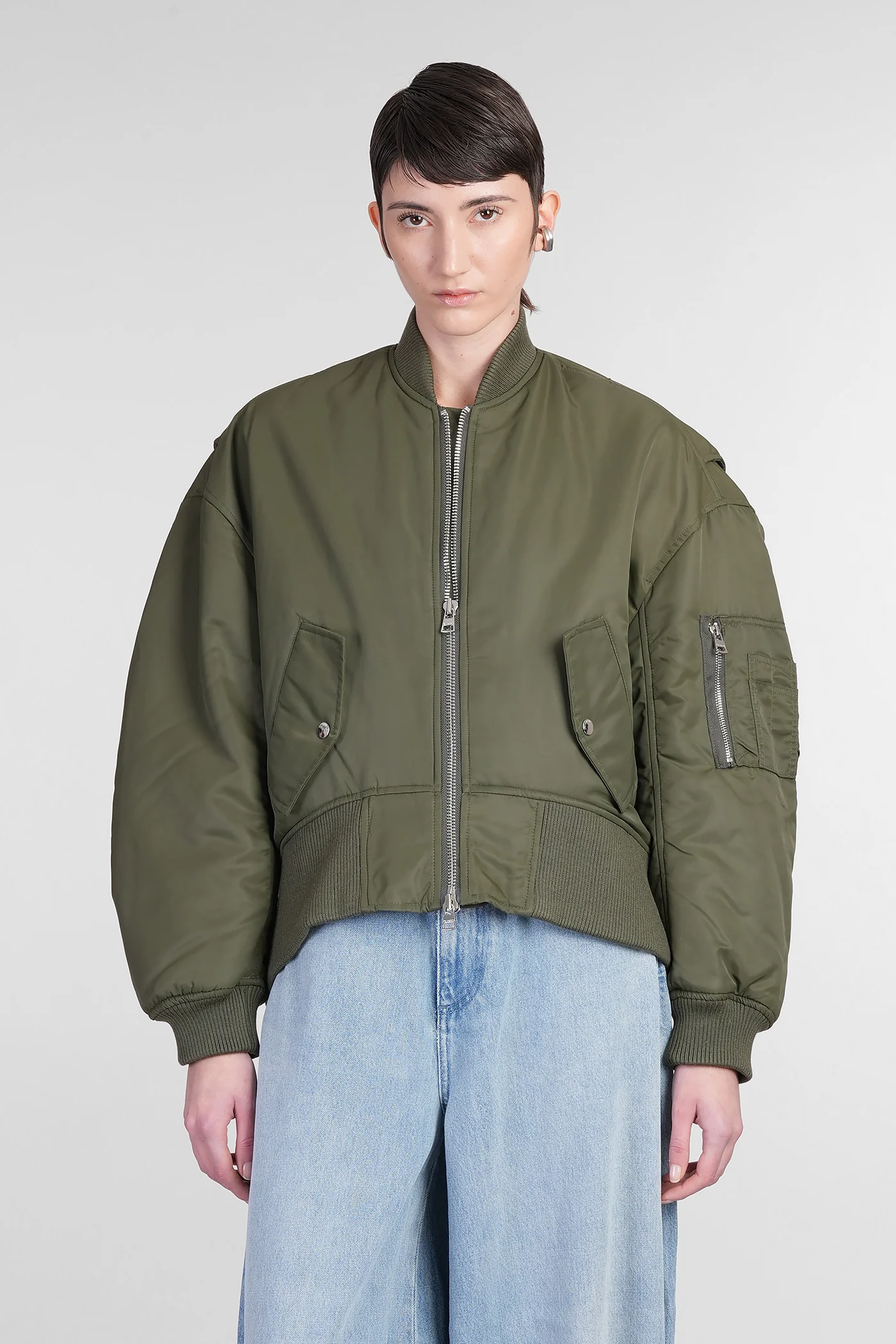 Bomber Jacket in green nylon