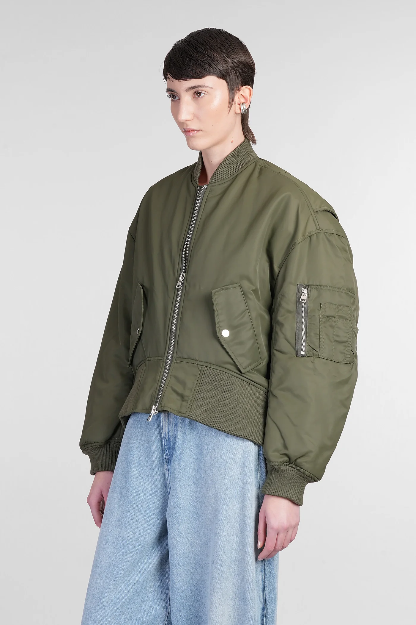 Bomber Jacket in green nylon - Image 4