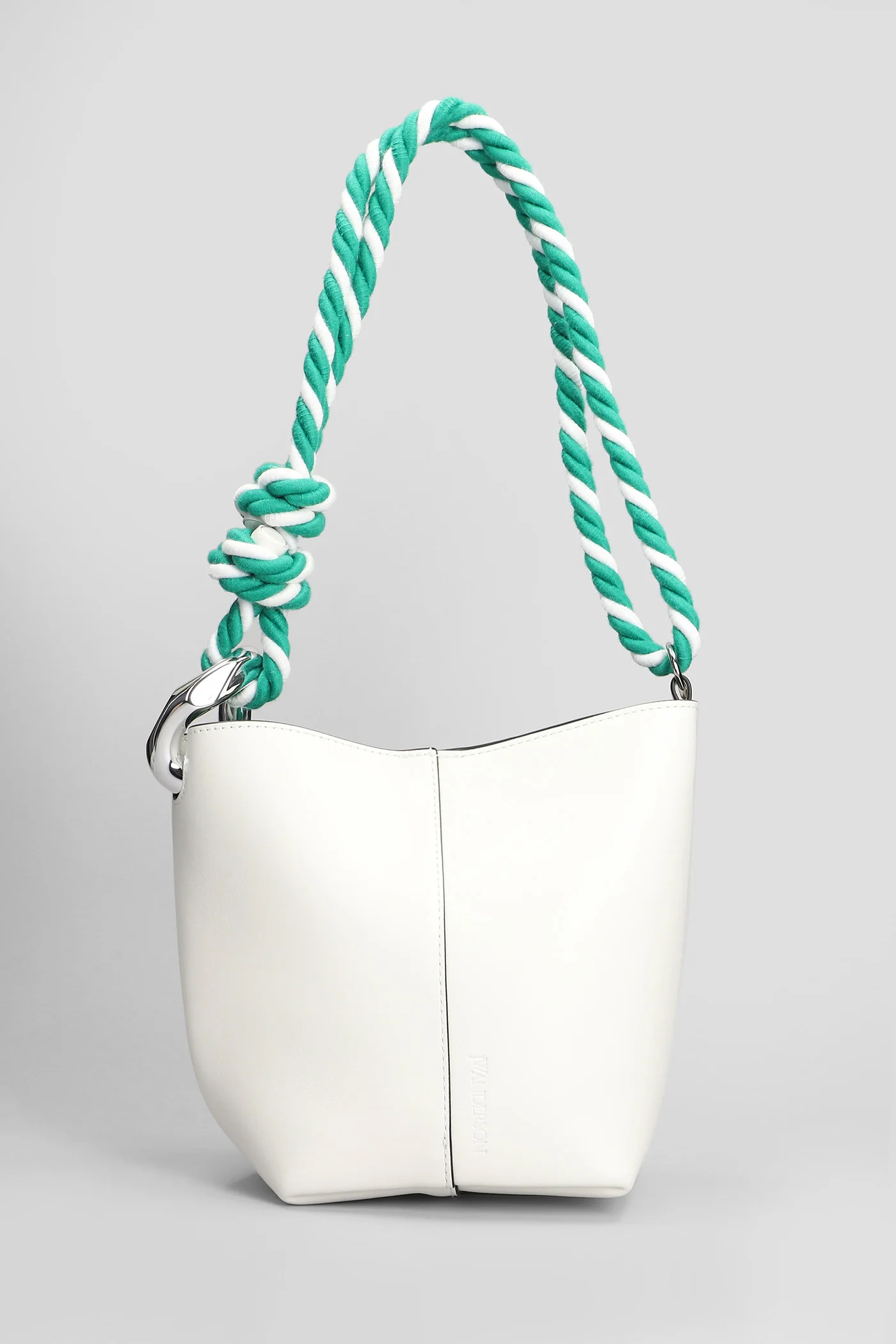 Corner bucket Shoulder bag in white leather