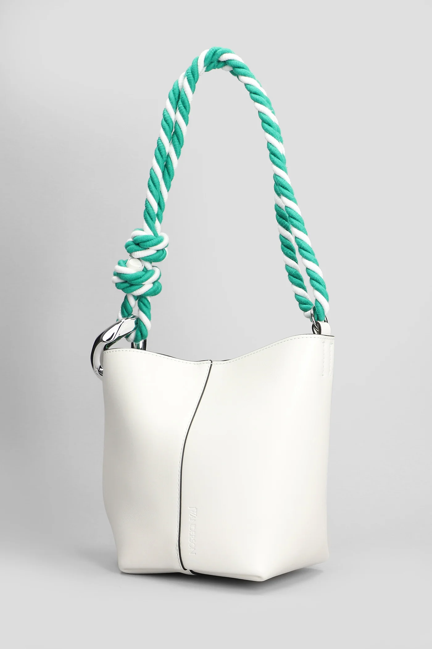 Corner bucket Shoulder bag in white leather - Image 2