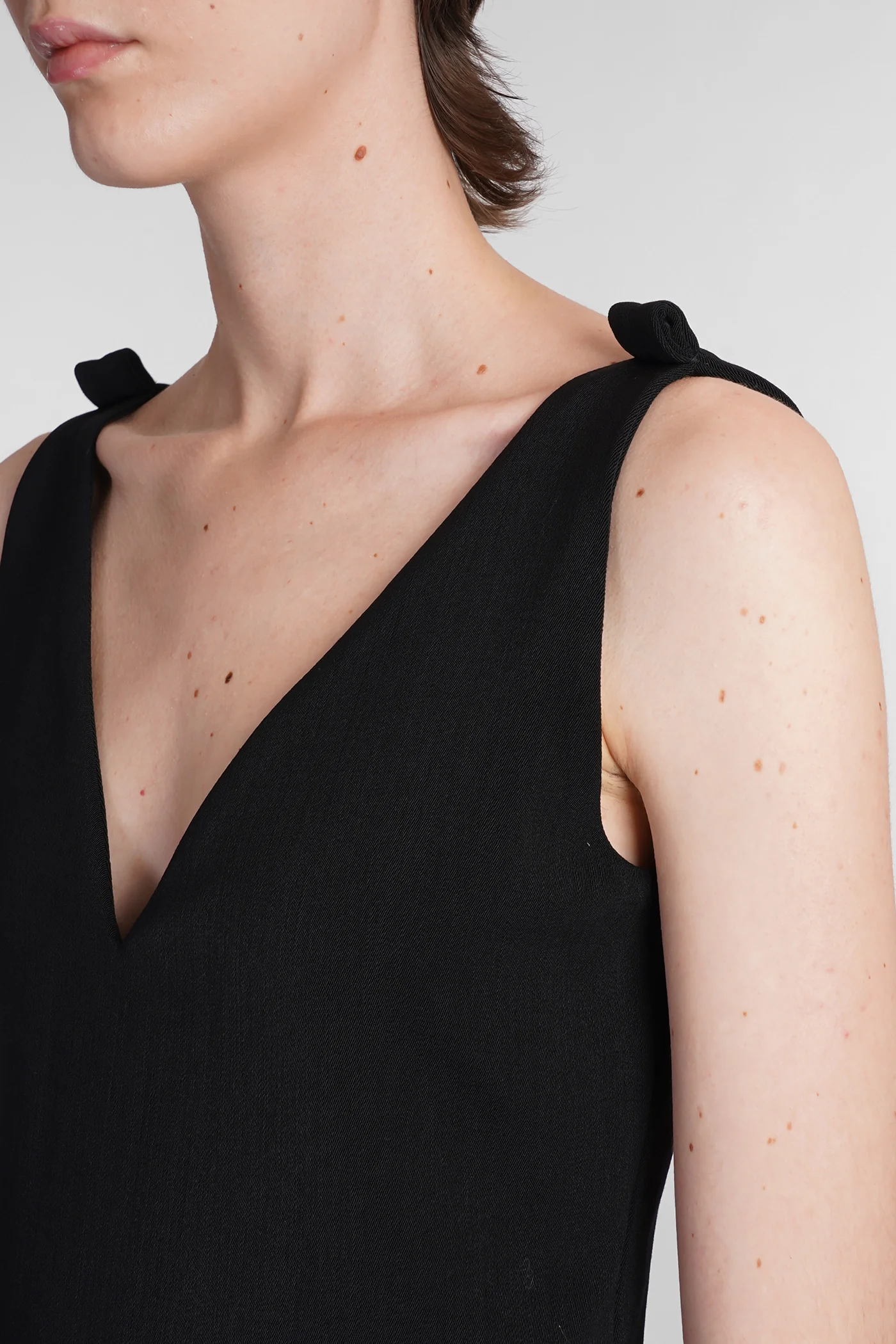 Dress woman in black polyester - Image 5