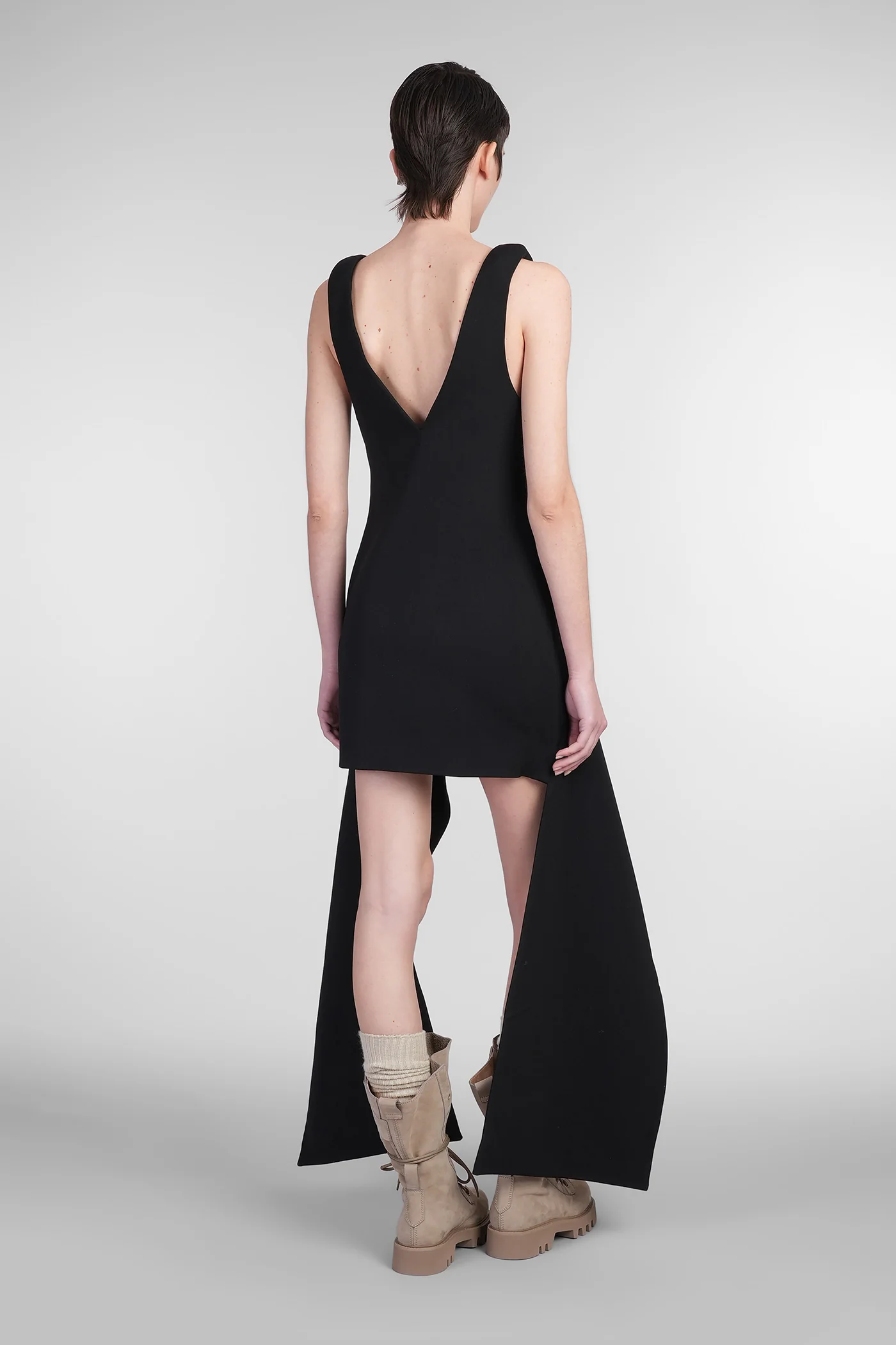 Dress woman in black polyester - Image 3