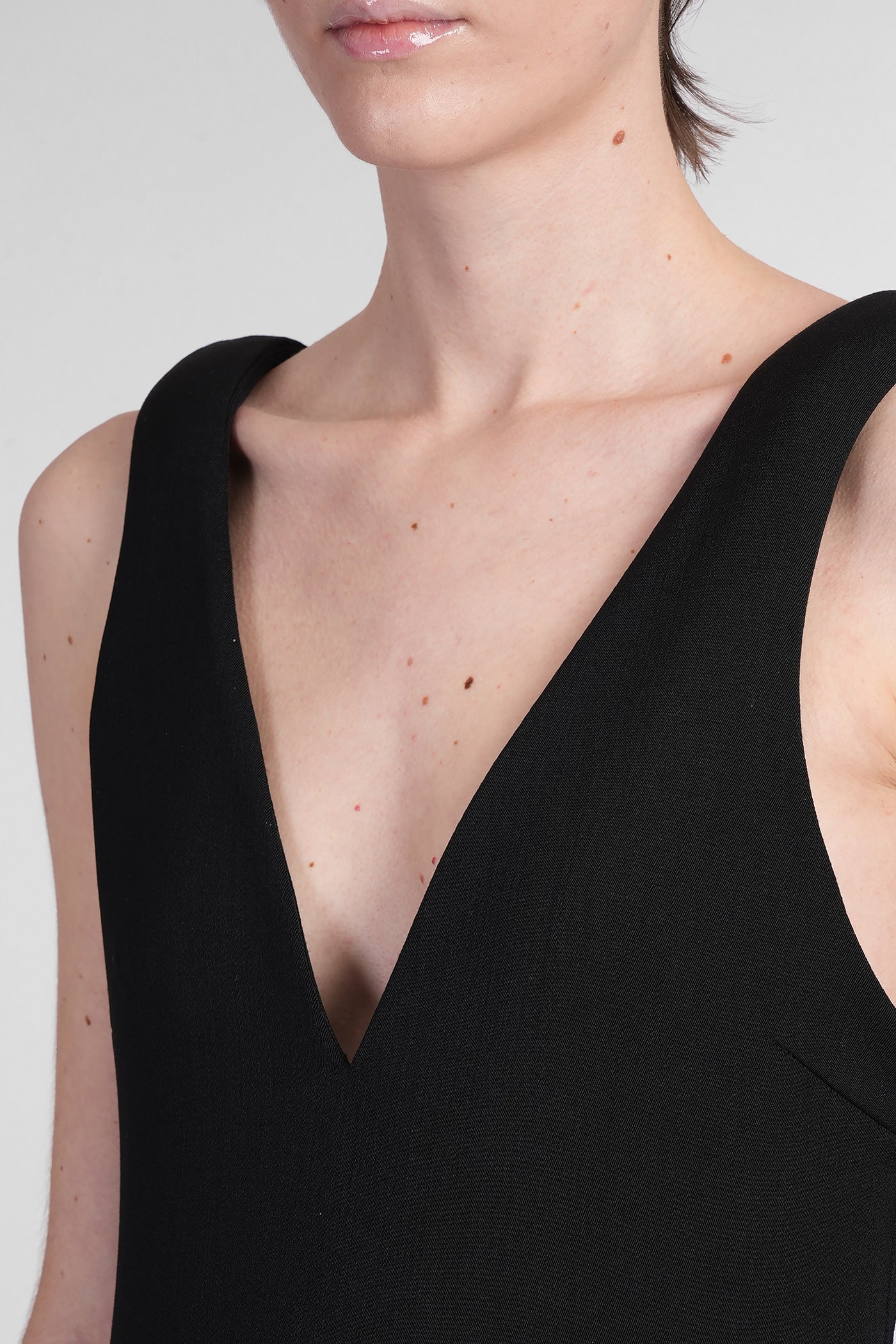 Dress woman in black polyester - Image 5