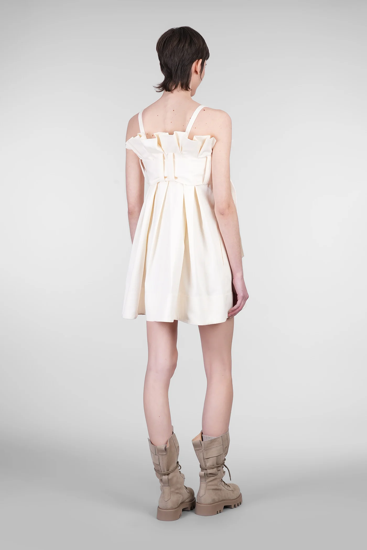 Mini dress in beige cotton - Image 3