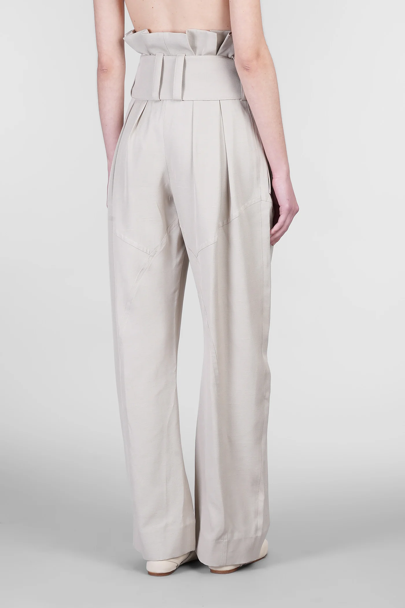 Pants in taupe viscose - Image 3