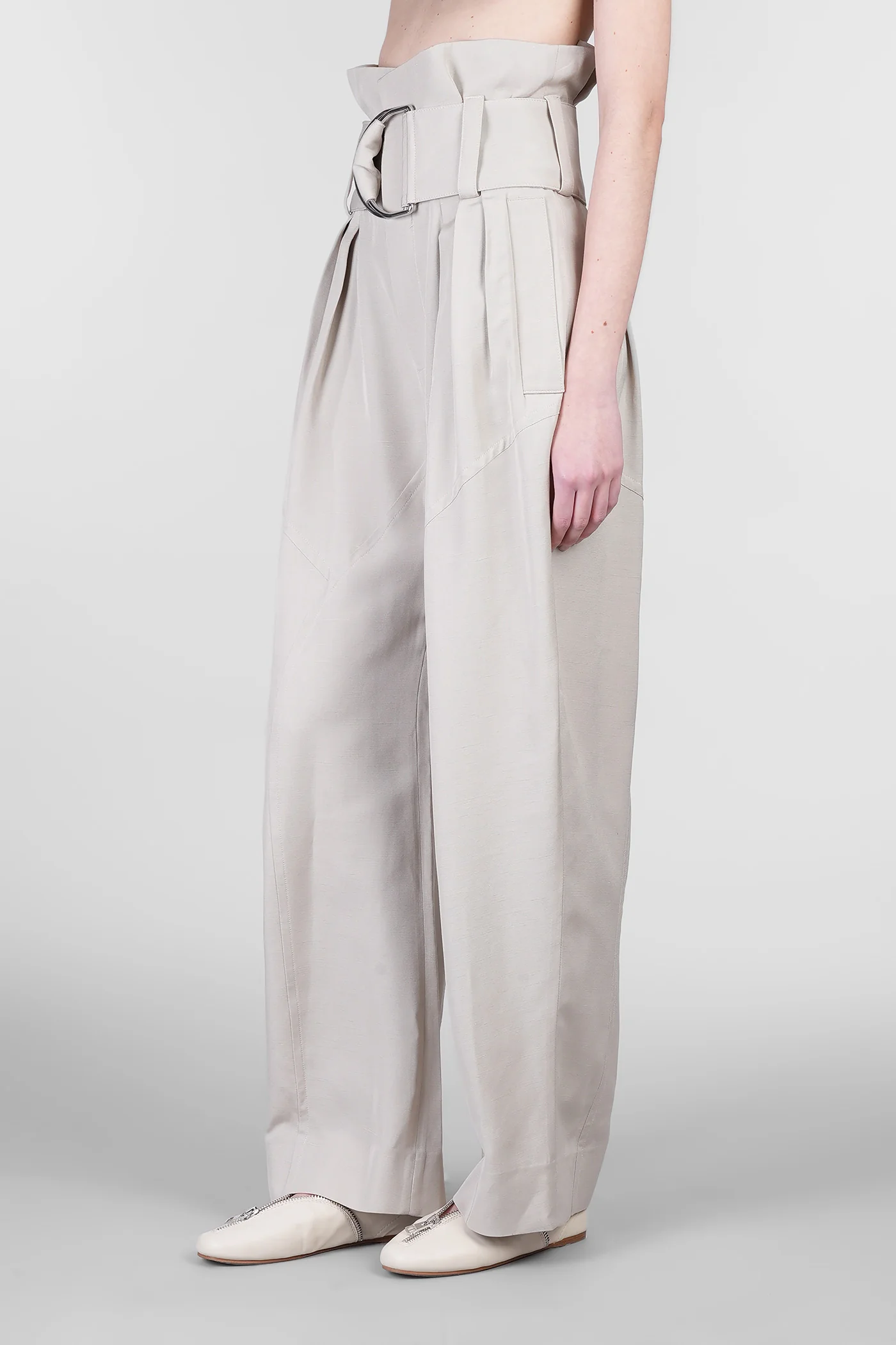 Pants in taupe viscose - Image 4