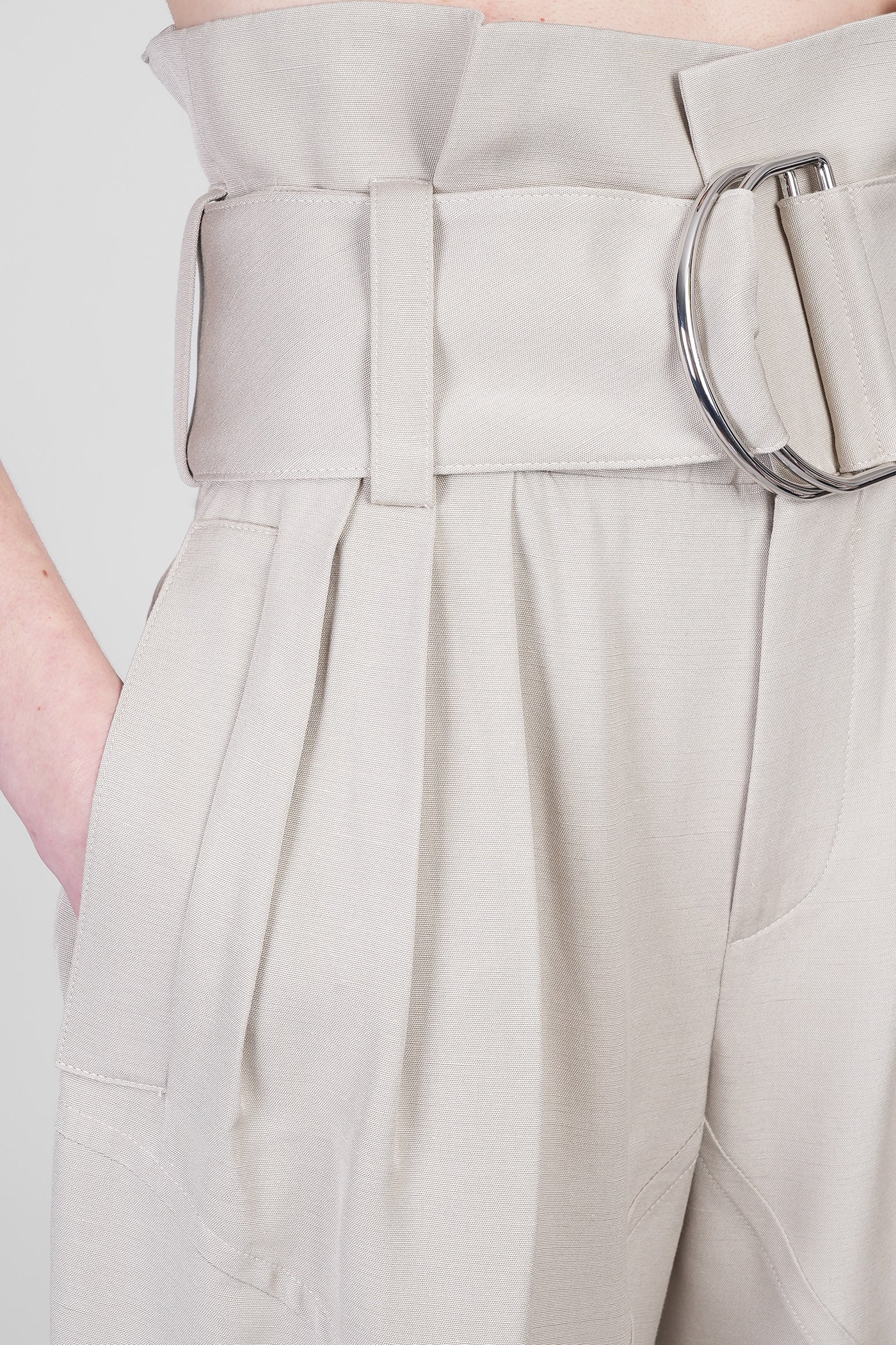 Pants in taupe viscose - Image 5
